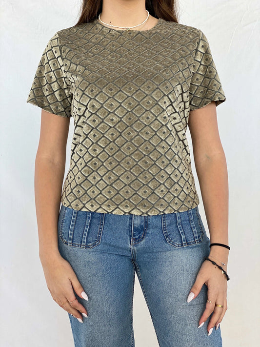 Vintage Jessica Sport Velvet Top - Balagan Vintage Half Sleeve Top 00s, 90s, Juana