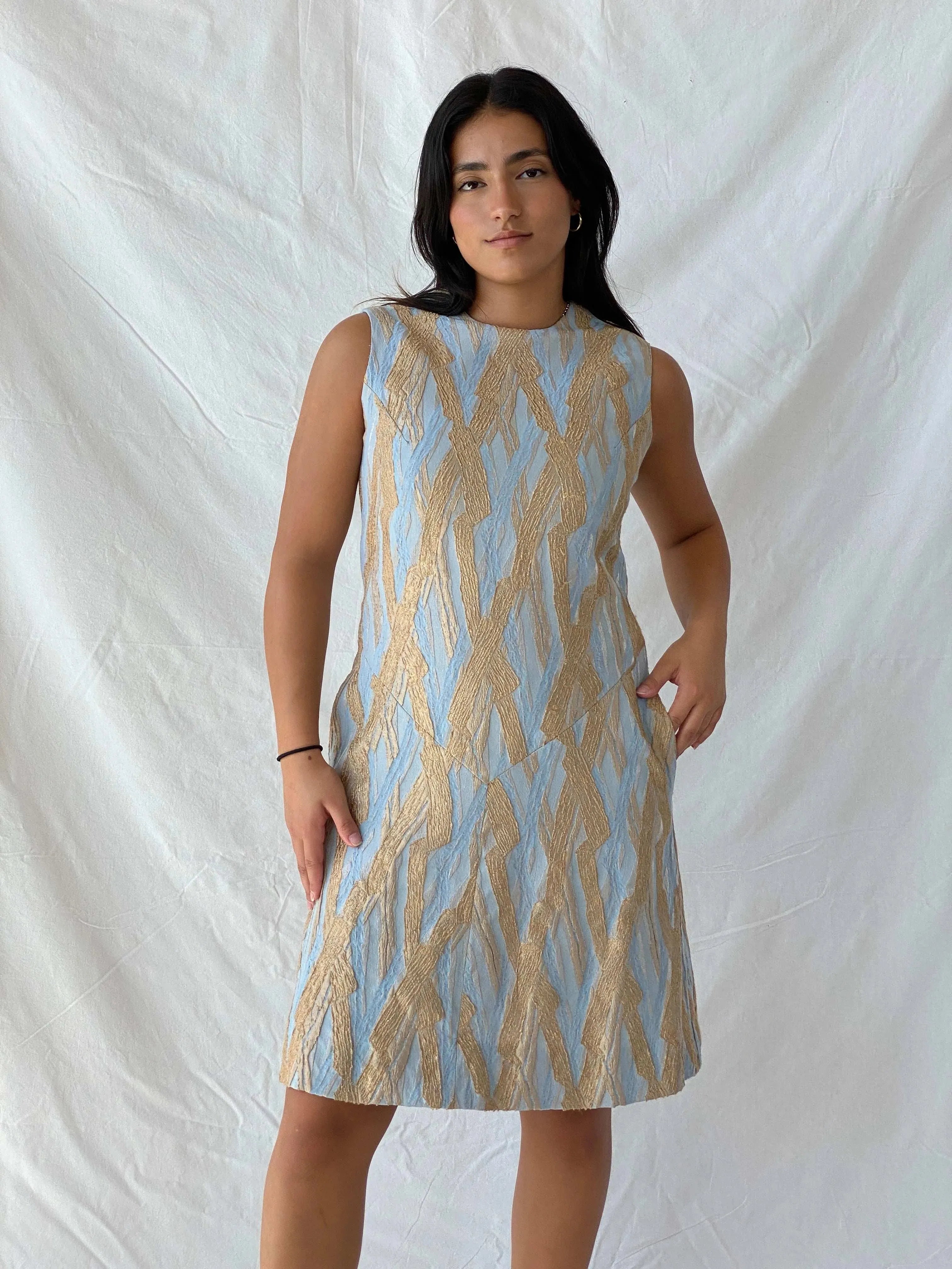 Vintage Johan De Haas Designer Midi Golden Cream Dress - M - Balagan Vintage Midi Dress 90s dress, Deals, designer, dress, Lana, midi dress, summer, Wedding Guest, womens
