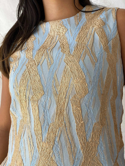 Vintage Johan De Haas Designer Midi Golden Cream Dress - M - Balagan Vintage Midi Dress 90s dress, Deals, designer, dress, Lana, midi dress, summer, Wedding Guest, womens