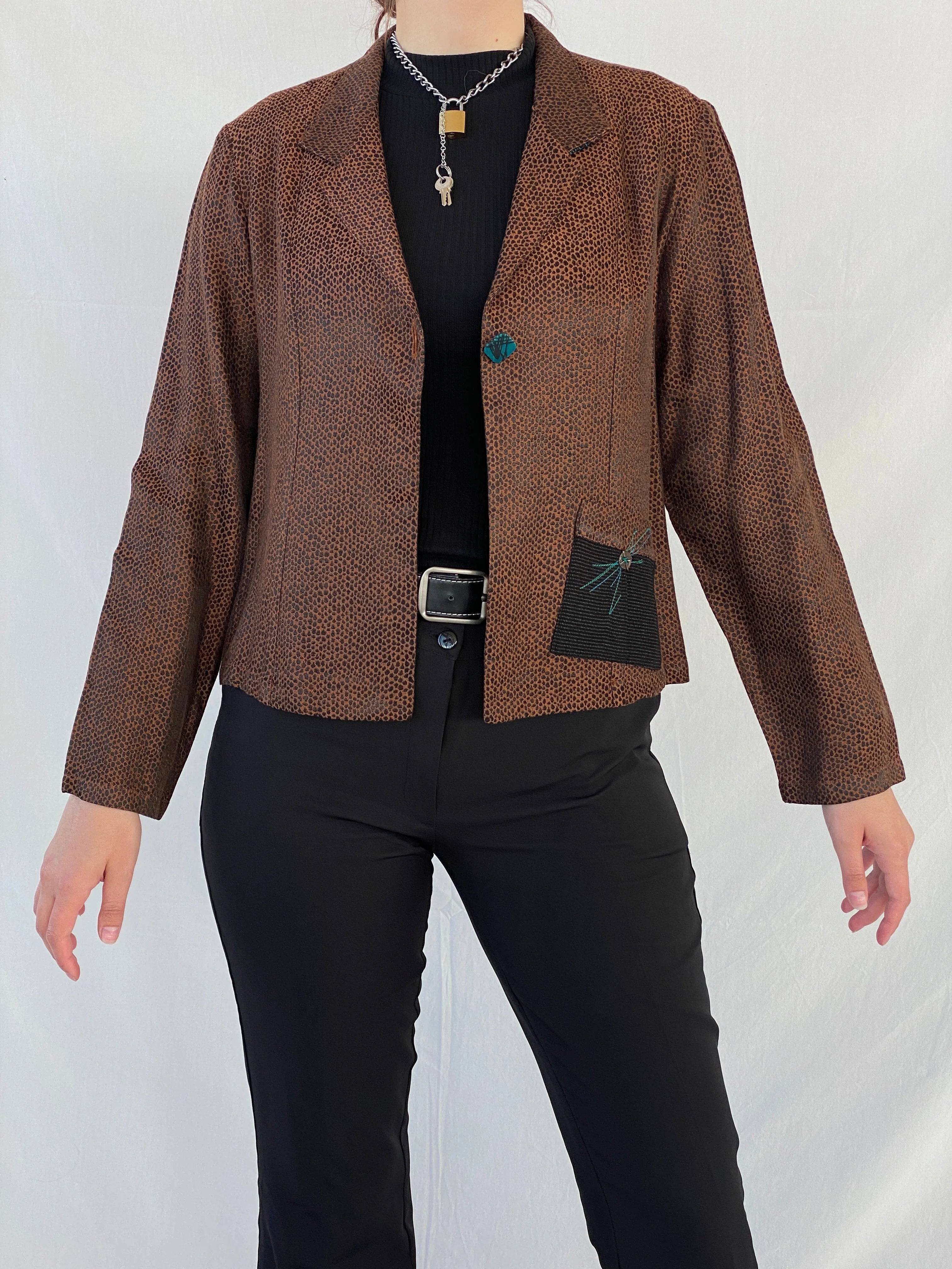 Vintage K.D. Spring Mesh Print Brown Women’s Light Jacket - M - Balagan Vintage Jacket 90s, Ayah, Coats&Jackets, jacket, vintage
