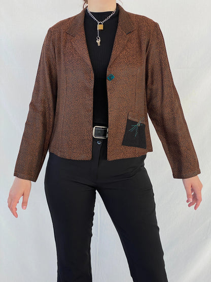 Vintage K.D. Spring Mesh Print Brown Women’s Light Jacket - M - Balagan Vintage Jacket 90s, Ayah, Coats&Jackets, jacket, vintage