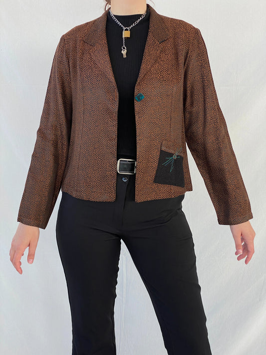 Vintage K.D. Spring Mesh Print Brown Women’s Light Jacket - M - Balagan Vintage Jacket 90s, Ayah, Coats&Jackets, jacket, vintage