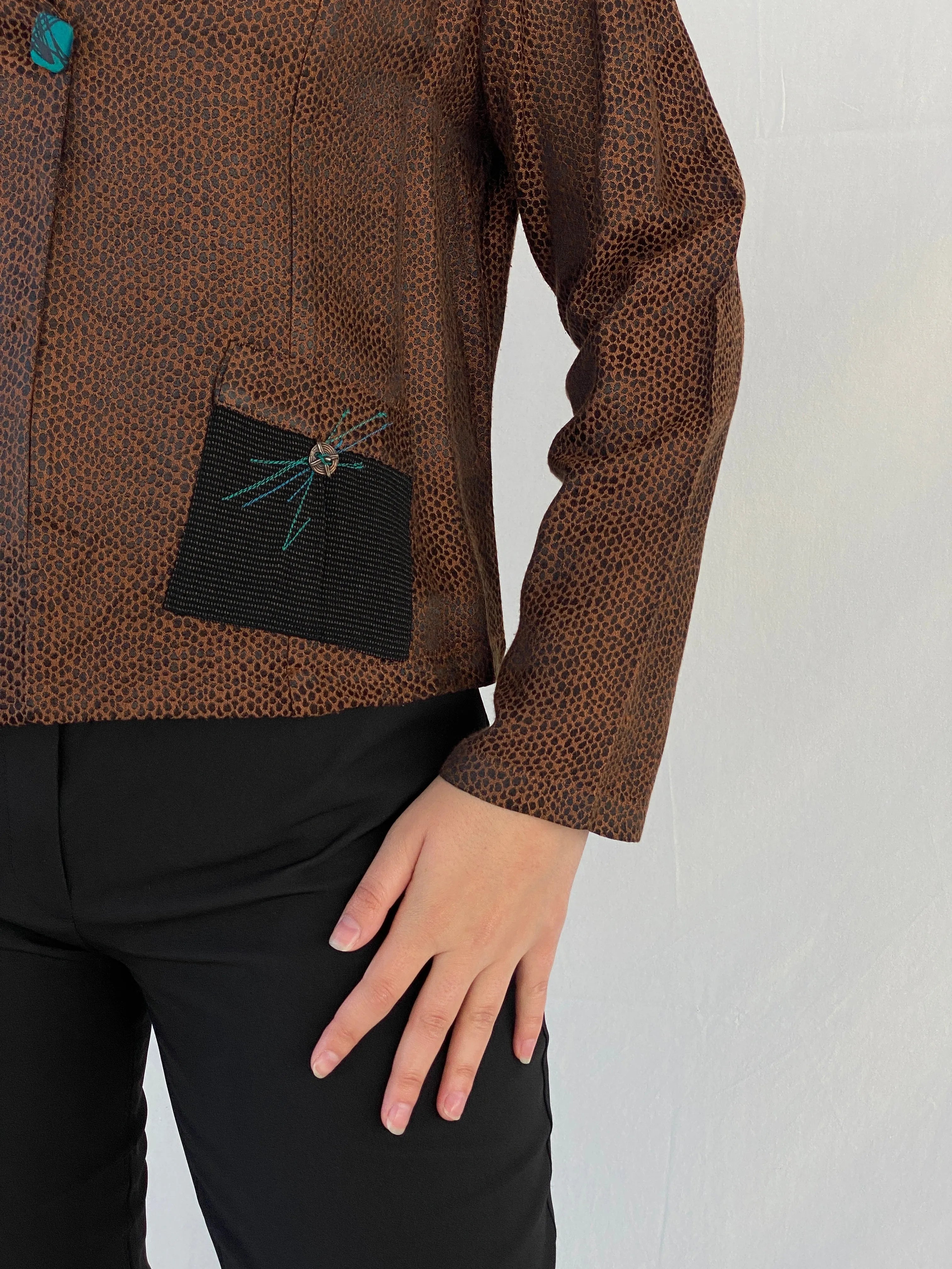Vintage K.D. Spring Mesh Print Brown Women’s Light Jacket - M - Balagan Vintage Jacket 90s, Ayah, Coats&Jackets, jacket, vintage