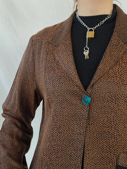 Vintage K.D. Spring Mesh Print Brown Women’s Light Jacket - M - Balagan Vintage Jacket 90s, Ayah, Coats&Jackets, jacket, vintage