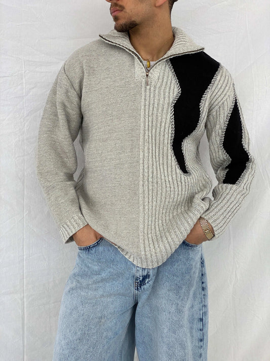 Vintage Kamen Gray And Black Knitted Sweater - L - Balagan Vintage Sweater 80s, 90s, Abdullah, knitted sweater, vintage sweater, winter