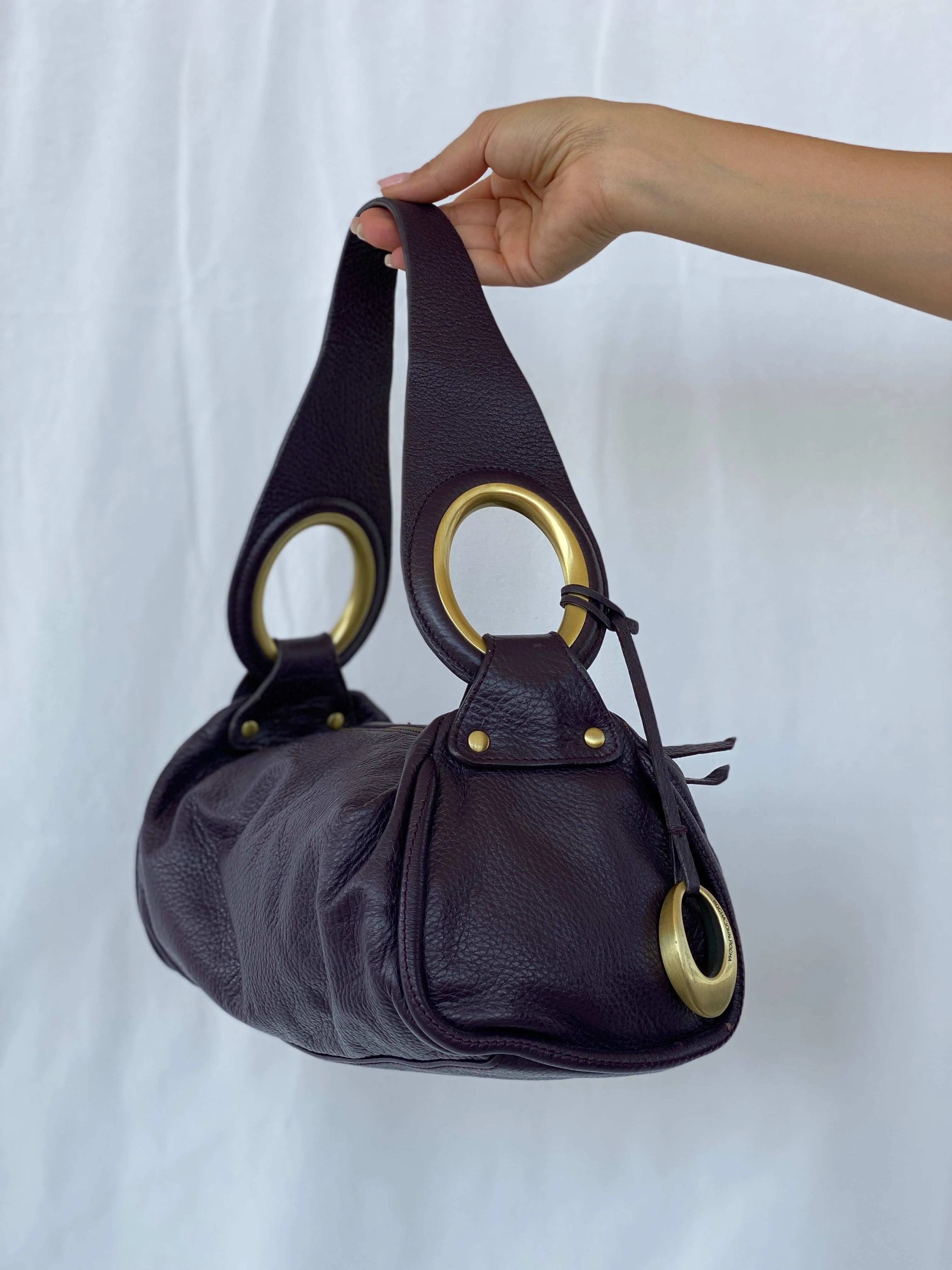 Vintage Late 90s Early 00s Rocha. John Rocha Purple Leather Shoulder Bag - Balagan Vintage Bags 00s, 90s, genuine leather, shoulder bag