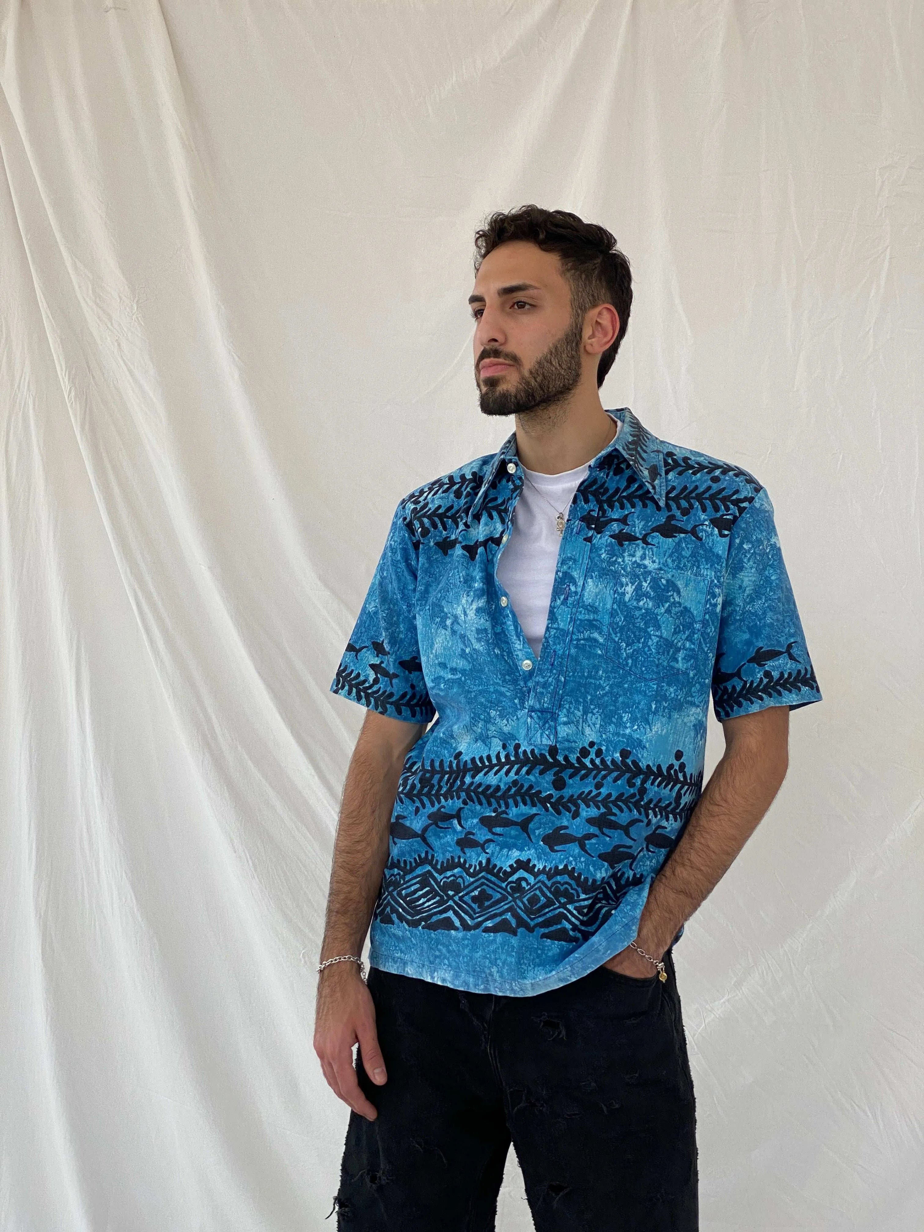 Vintage Lehua Hawaiian Top Size M - Balagan Vintage Half Sleeve Top 90s, Awsam, half sleeve shirt, mens shirt, printed shirt