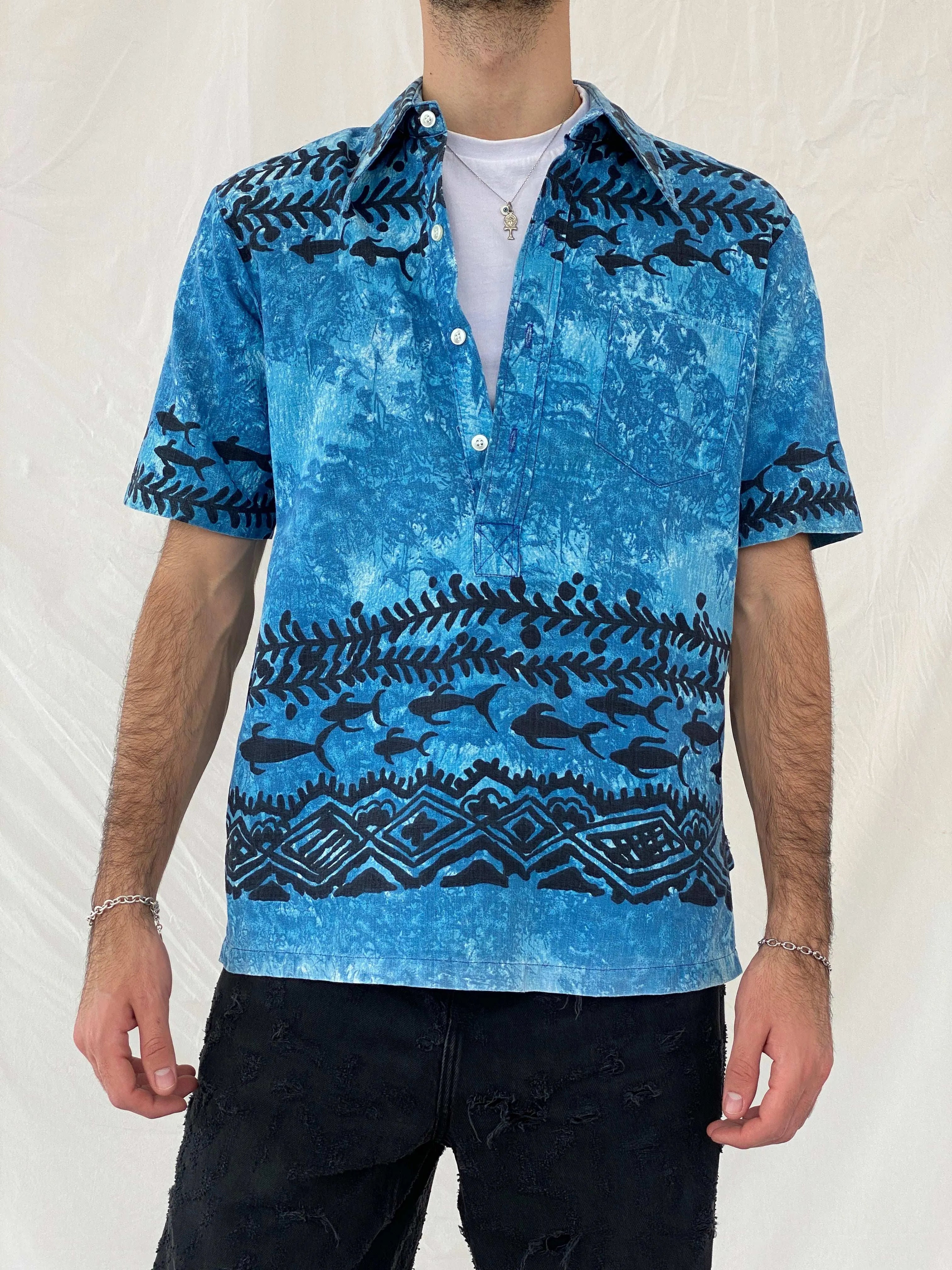 Vintage Lehua Hawaiian Top Size M - Balagan Vintage Half Sleeve Top 90s, Awsam, half sleeve shirt, mens shirt, printed shirt