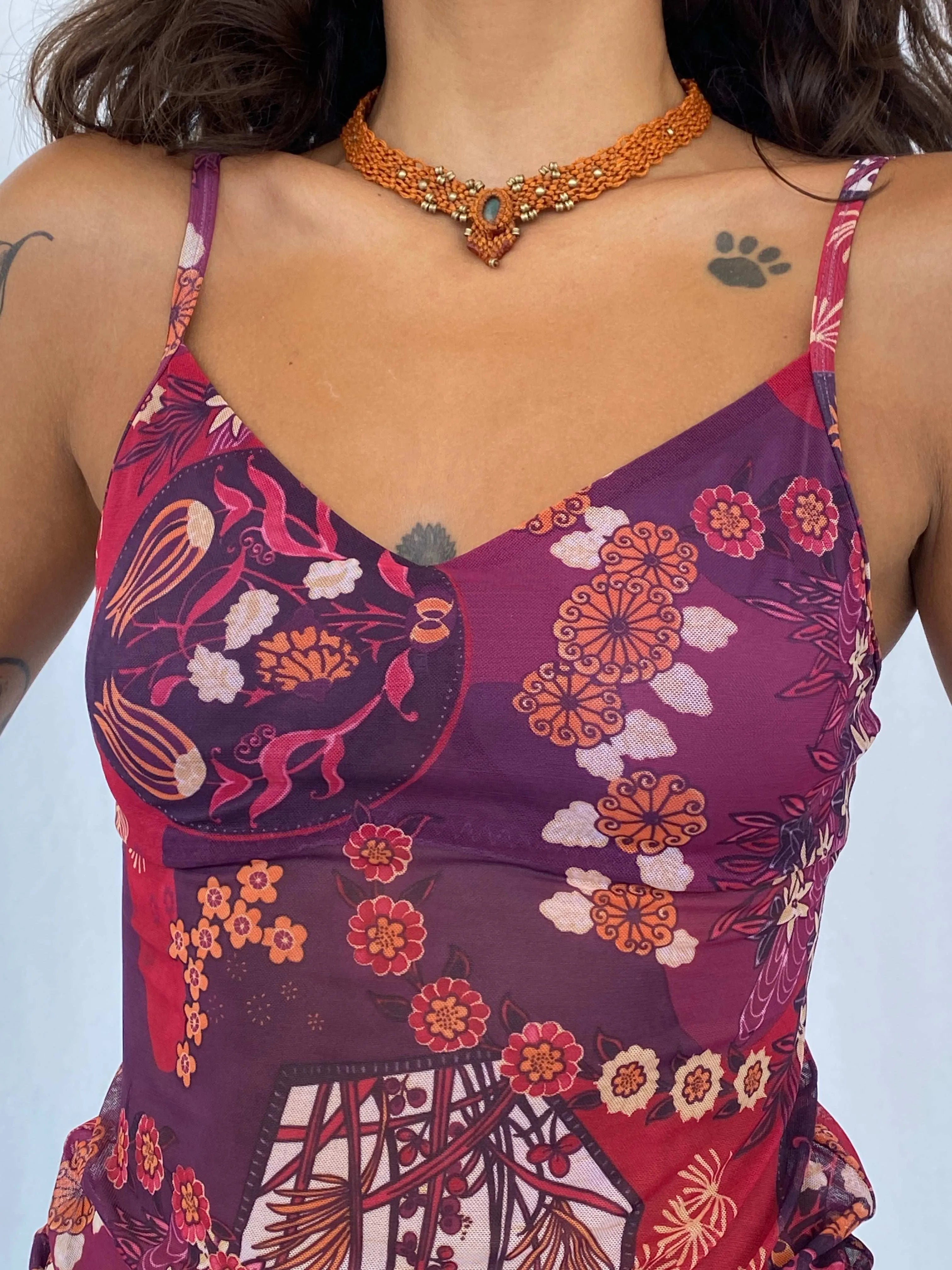 Vintage Lepel Semi-Sheer Floral Cami with Built-In Bust Support - Balagan Vintage Sleeveless Top 90s, floral, floral top, sheer, summer, Tojan