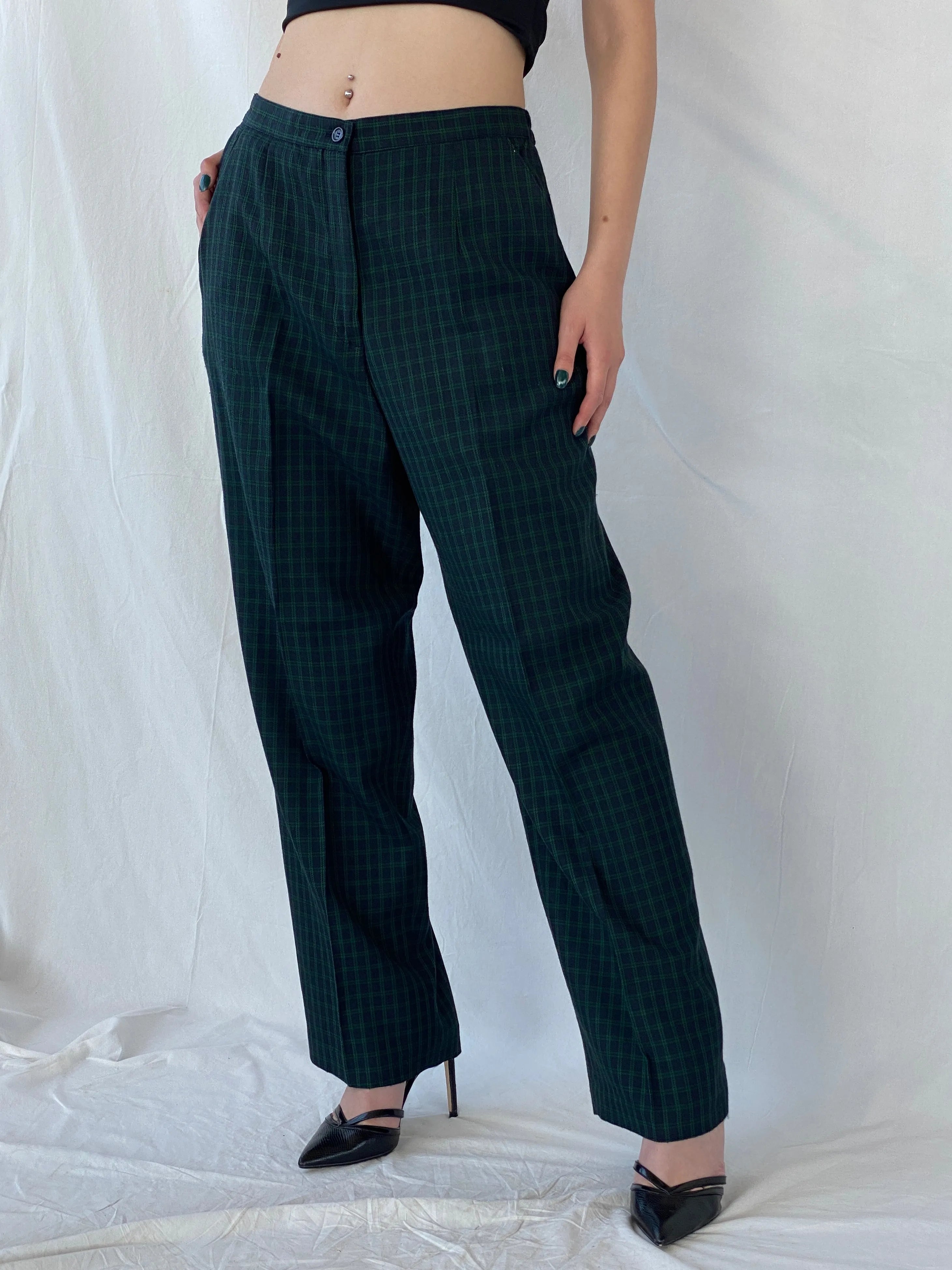 Vintage LESLIE FAY Sportswear Black and Green Plaid Blazer Pants Power Suit Set - XL - Balagan Vintage Maxi Dress 80s, 90s, Ayah, blazer, consignment, Melika, plaid, plaid blazer, tweed blazer