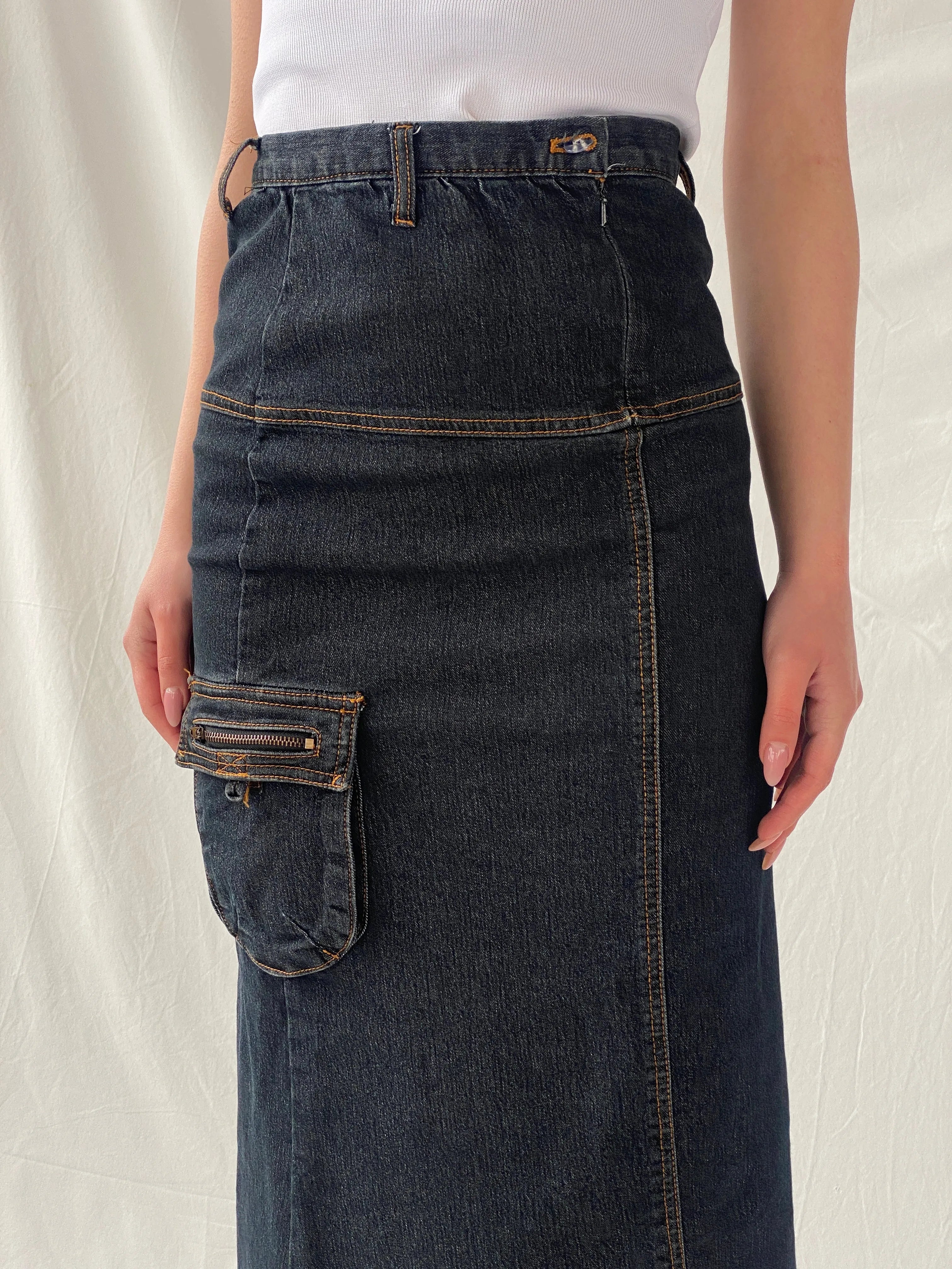 Vintage LH Luharlo Maxi Dark Wash Denim A-Line Skirt - XS - Balagan Vintage Maxi Skirt Christine, denim, denim skirt, maxi skirt, women skirt