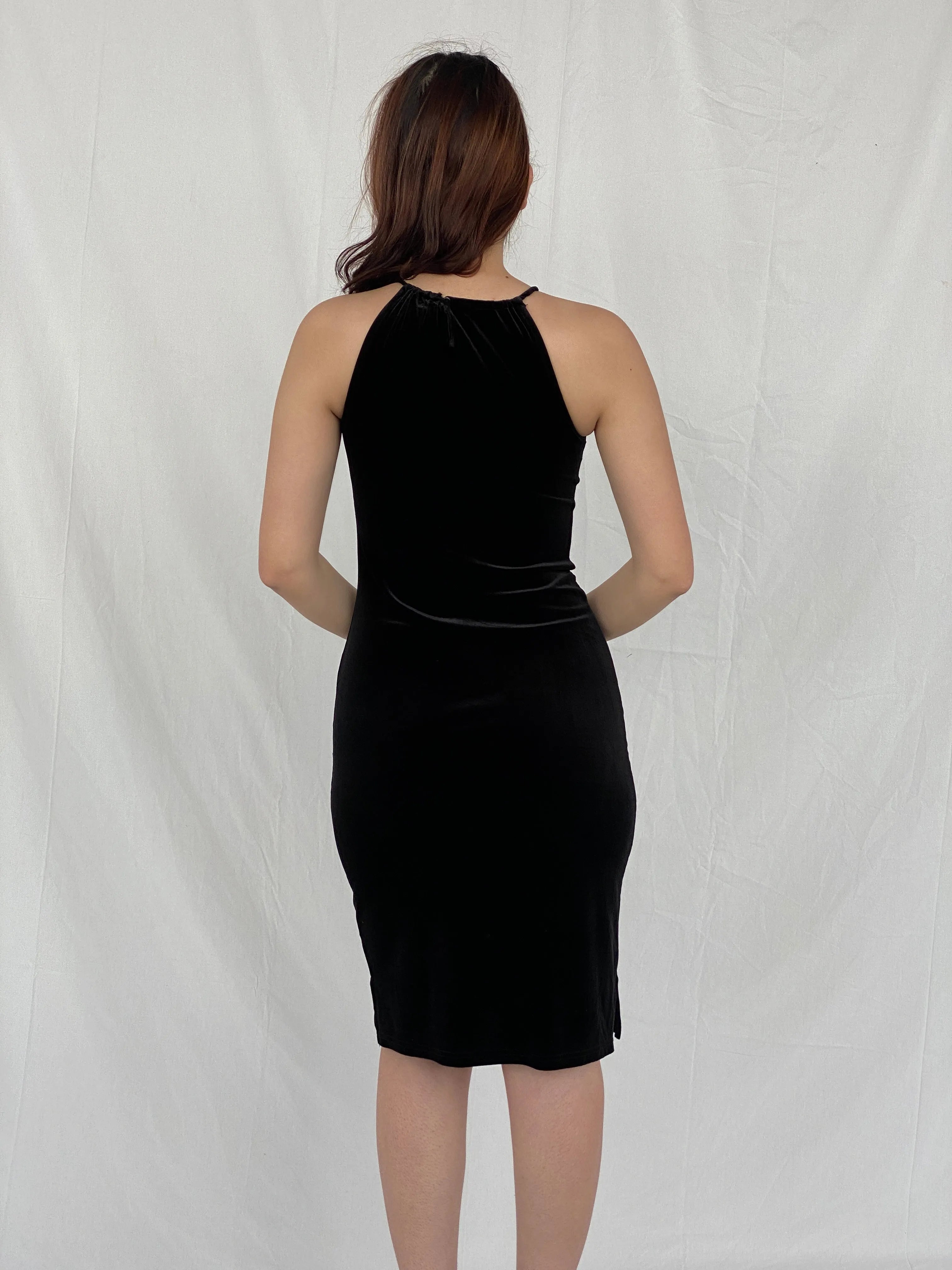 Vintage Limited Too Black Velvet Shimmery Midi Bodycon Dress - M - Balagan Vintage Midi Dress Ayah, dress, midi dress, shimmer, Wedding Guest