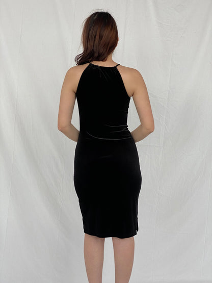 Vintage Limited Too Black Velvet Shimmery Midi Bodycon Dress - M - Balagan Vintage Midi Dress Ayah, dress, midi dress, shimmer, Wedding Guest