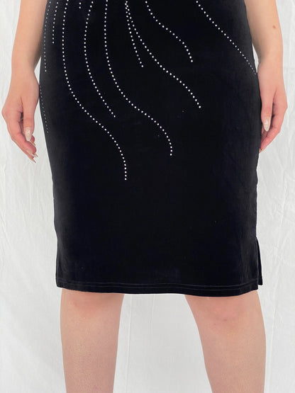 Vintage Limited Too Black Velvet Shimmery Midi Bodycon Dress - M - Balagan Vintage Midi Dress Ayah, dress, midi dress, shimmer, Wedding Guest