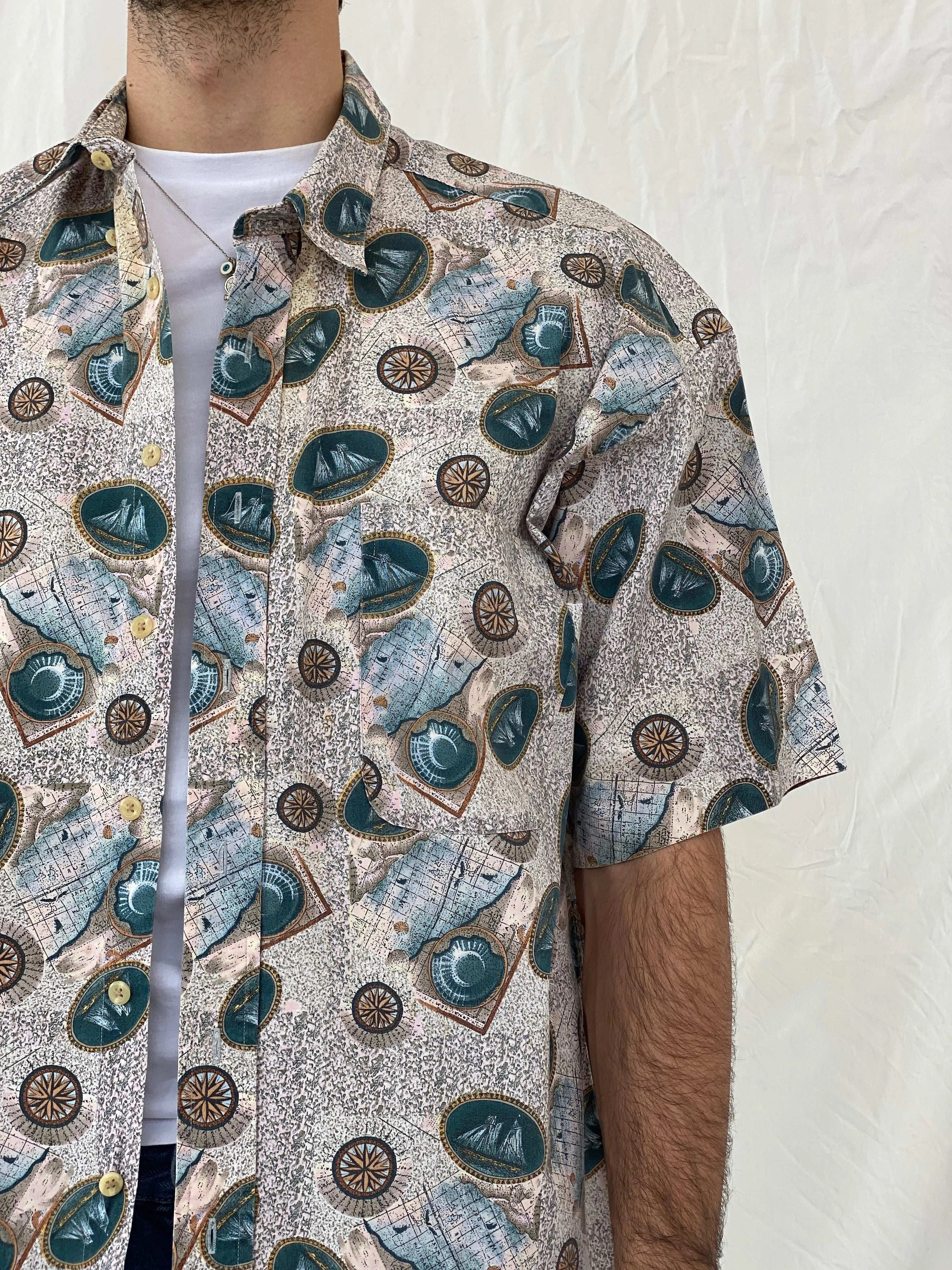 Vintage Links Edition Printed Cotton Shirt Size L - Balagan Vintage Half Sleeve Shirt 00s, 90s, Awsam, half sleeve shirt, printed shirt