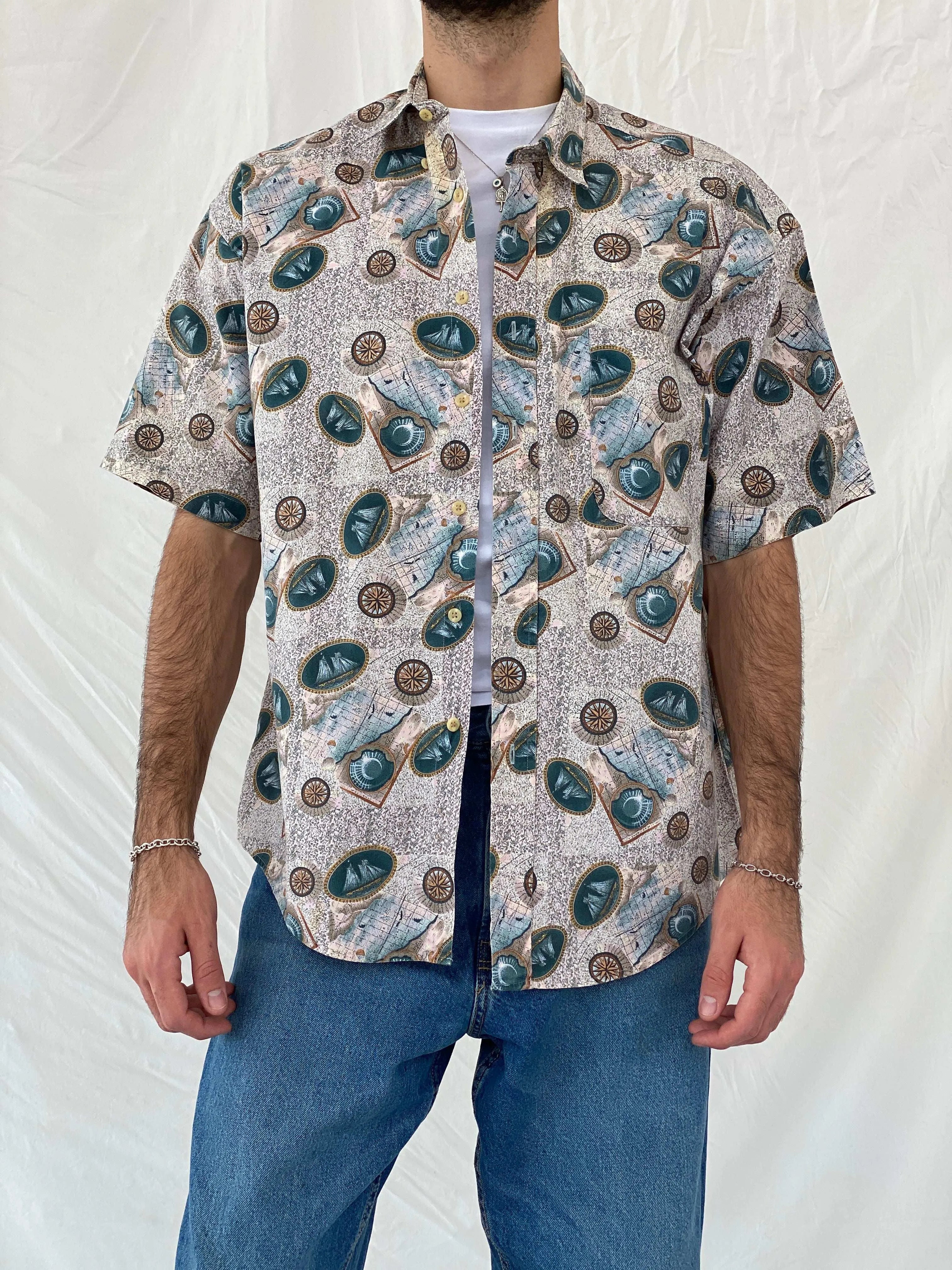 Vintage Links Edition Printed Cotton Shirt Size L - Balagan Vintage Half Sleeve Shirt 00s, 90s, Awsam, half sleeve shirt, printed shirt