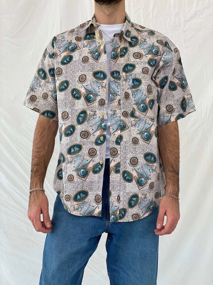 Vintage Links Edition Printed Cotton Shirt Size L - Balagan Vintage Half Sleeve Shirt 00s, 90s, Awsam, half sleeve shirt, printed shirt