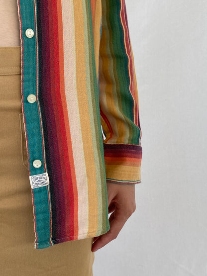 Vintage LRL Ralph Lauren Jeans Multicolor Striped Cotton Button-Up Shirt - M - Balagan Vintage Full Sleeve Shirt Ayah, full sleeve shirt, multicolored, NEW IN, shirt, striped, striped shirt, women shirt