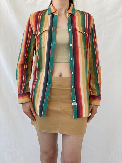 Vintage LRL Ralph Lauren Jeans Multicolor Striped Cotton Button-Up Shirt - M - Balagan Vintage Full Sleeve Shirt Ayah, full sleeve shirt, multicolored, NEW IN, shirt, striped, striped shirt, women shirt