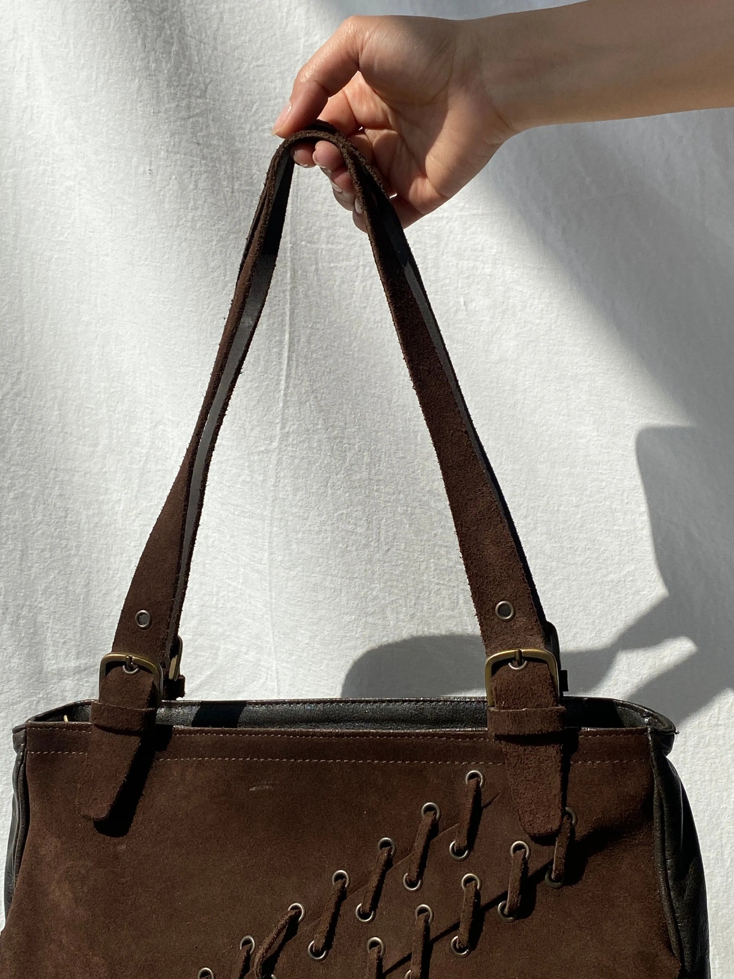 Vintage Malandrino Fringe Dark Brown Genuine Suede Bag - Balagan Vintage Handbags 00s, 90s, bag, genuine leather, shoulder bag, Y2K