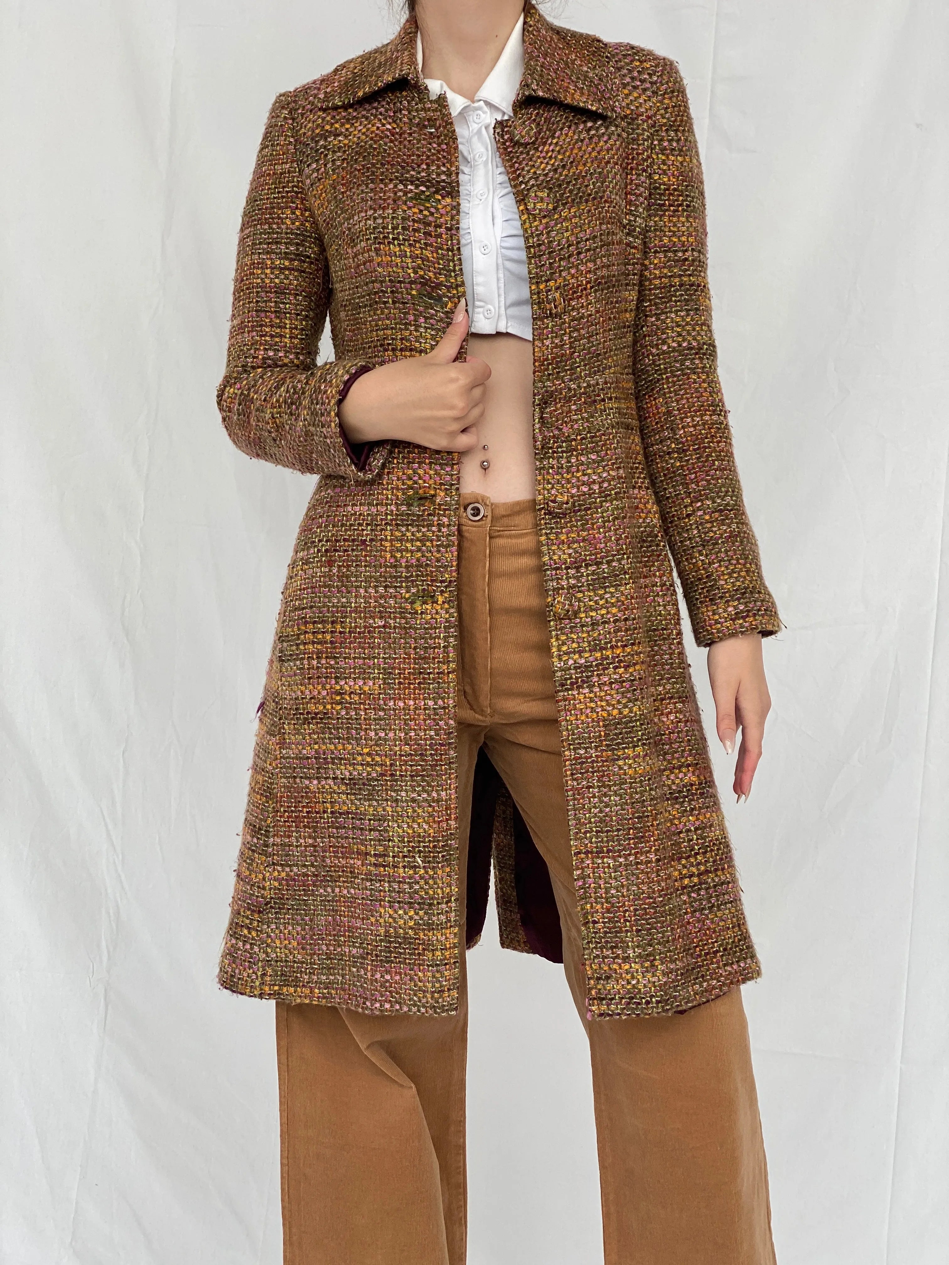 Vintage Marciano Tweed Multicolor Women’s Peacoat - S - Balagan Vintage Coat 00s, Ayah, coat, tweed blazer, vintage coat