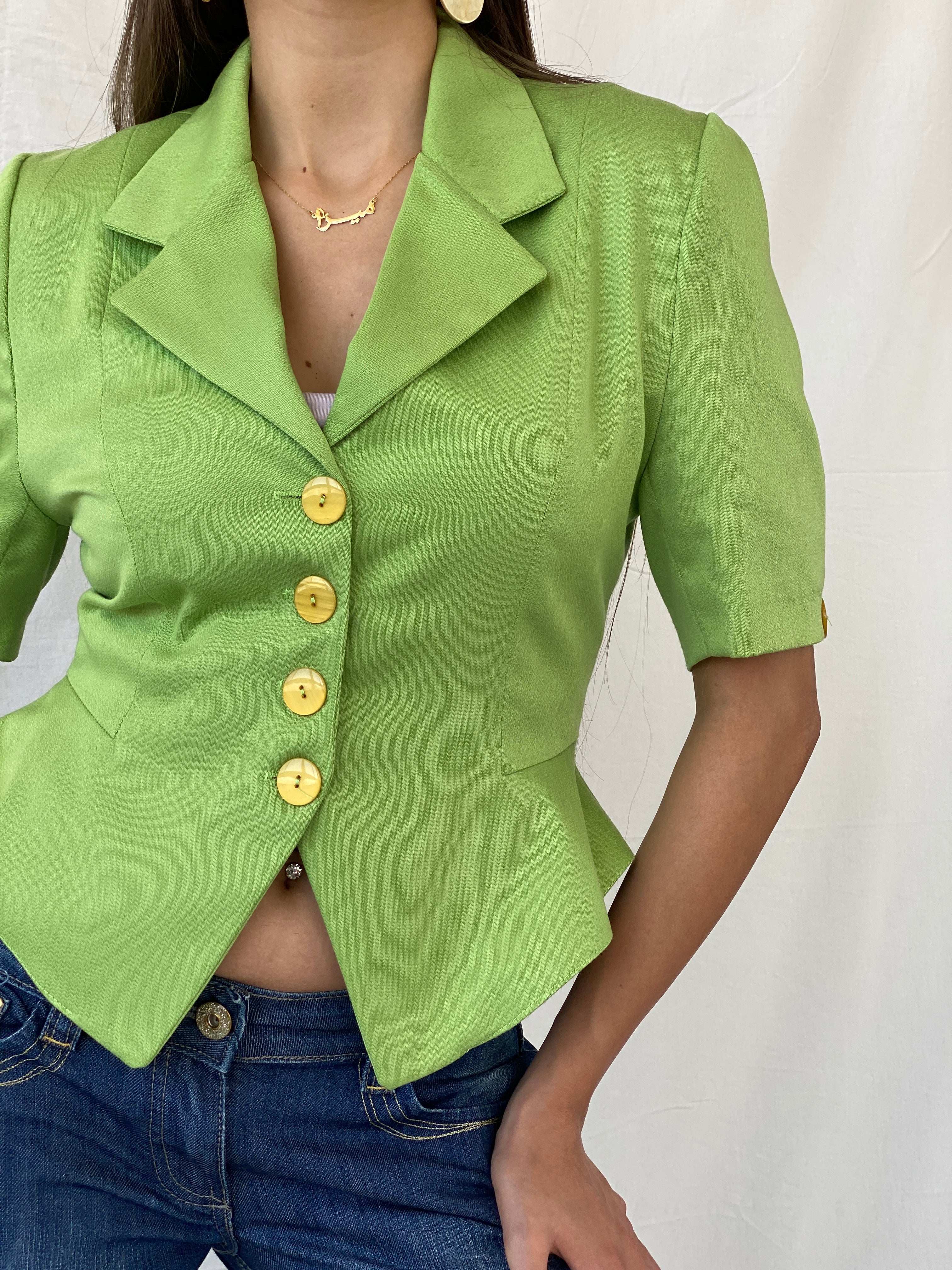 Vintage MCM M Comme Michael Paris Green Half Sleeve Blazer - S - Balagan Vintage Half Sleeve Blazer 00s, 90s, blazer, half sleeve blazer, Mira, vintage blazer