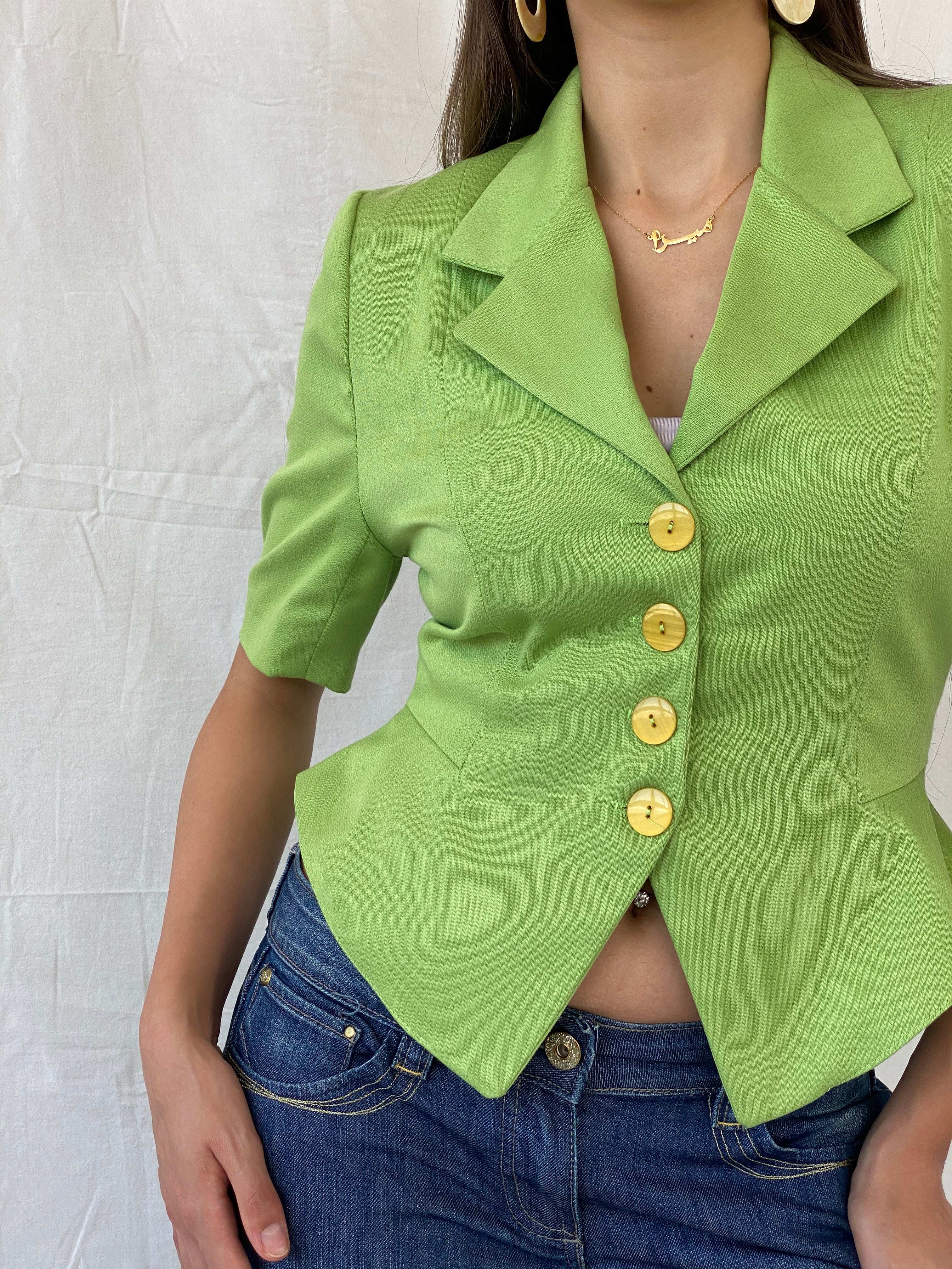 Vintage MCM M Comme Michael Paris Green Half Sleeve Blazer - S - Balagan Vintage Half Sleeve Blazer 00s, 90s, blazer, half sleeve blazer, Mira, vintage blazer