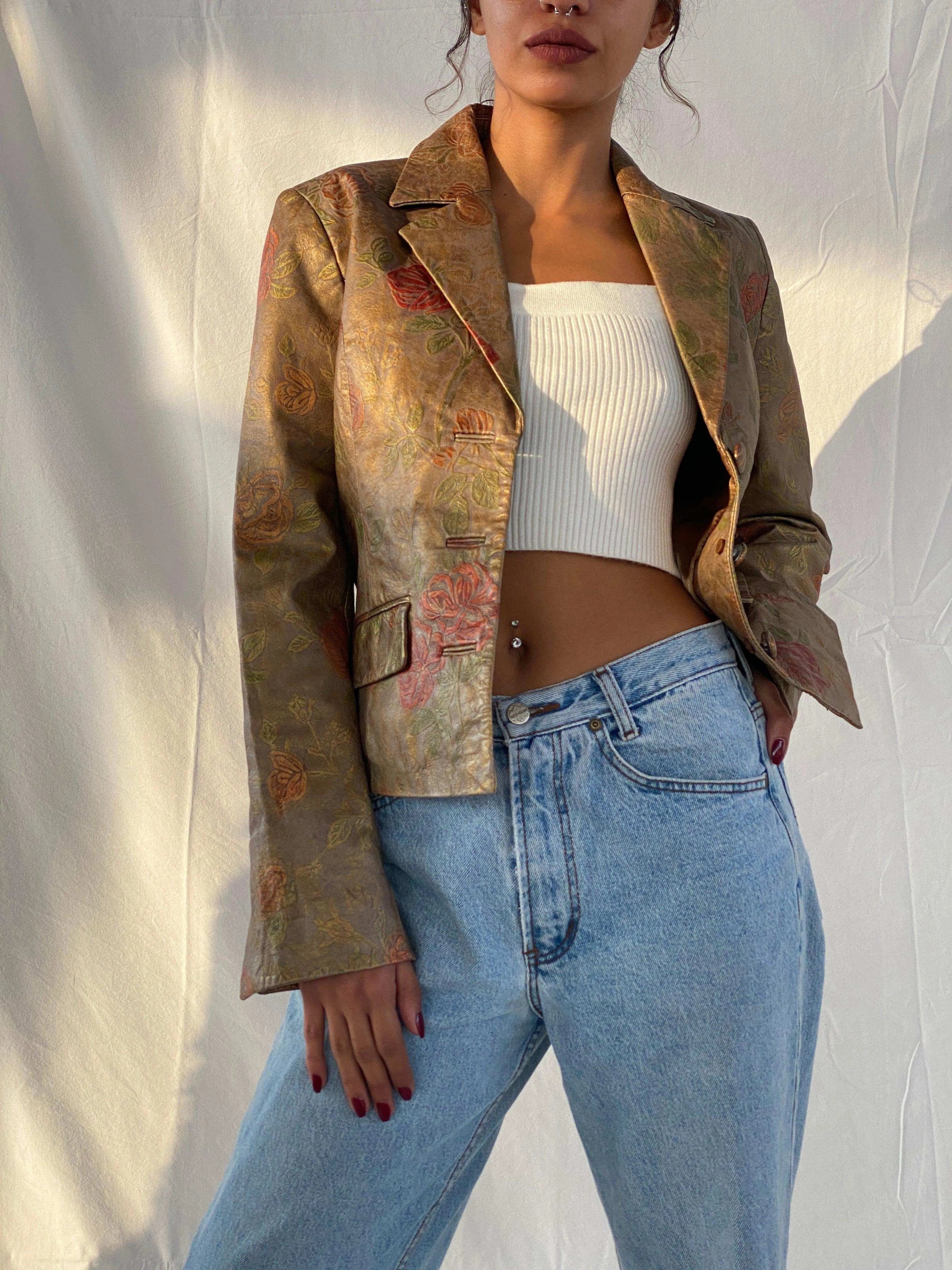 Vintage Mesh Fashion Genuine Leather Blazer - Balagan Vintage Leather Blazer 90s, blazer, Deals, full sleeve blazer, genuine leather, leather blazer, Tojan