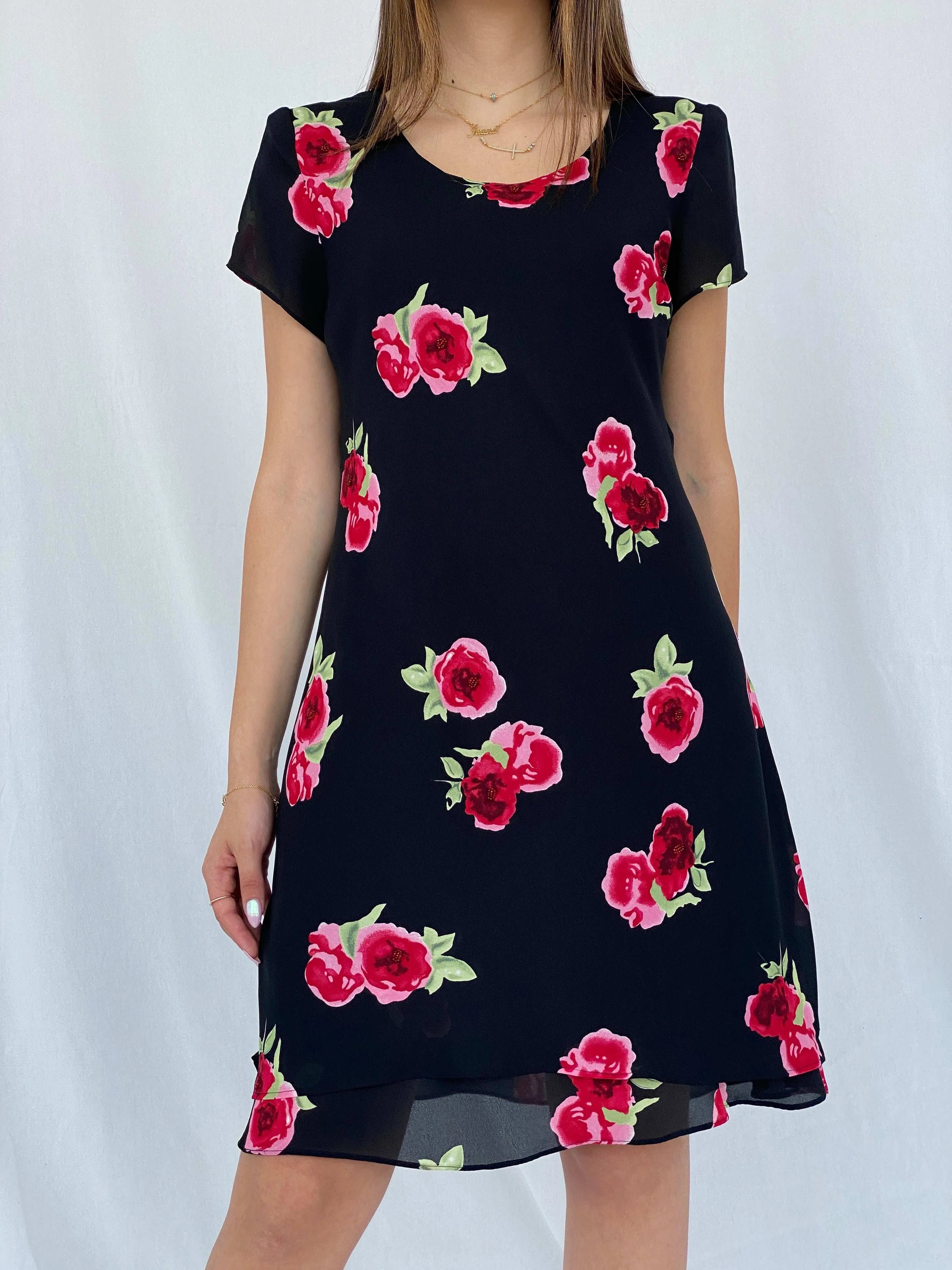 Vintage Molly Malloy Floral Beaded Midi Dress - Size M - Balagan Vintage Midi Dress 90s, dress, floral, floral dress, floral print, Juana, maxi dress, midi dress