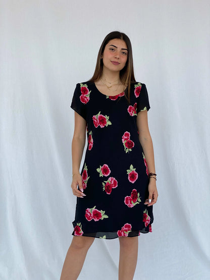 Vintage Molly Malloy Floral Beaded Midi Dress - Size M - Balagan Vintage Midi Dress 90s, Deals, dress, floral, floral dress, floral print, Juana, maxi dress, midi dress