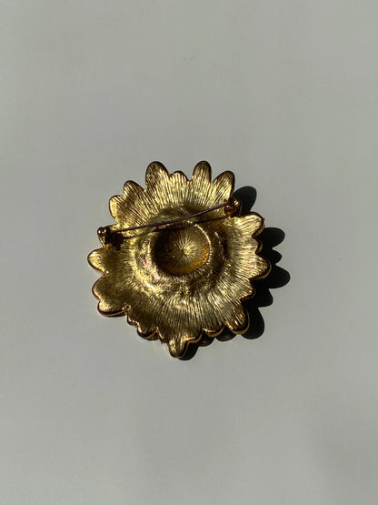 Vintage Monet Green Floral Enamel And Rhinestone Pin Brooch - Balagan Vintage Brooch 00s, Brooch