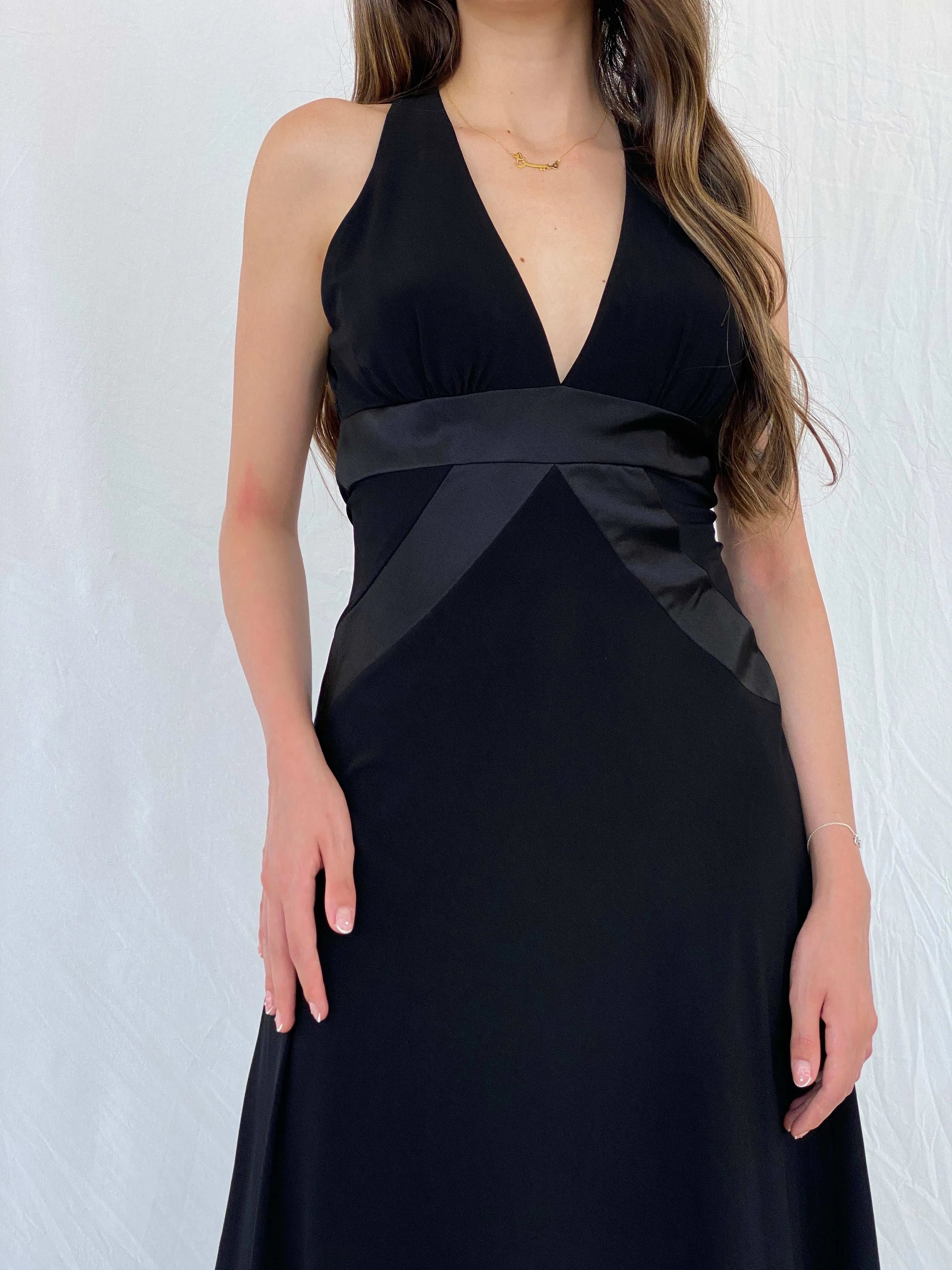 Vintage Morgan & Co Black Backless Evening Dress with Asymmetric Hem GC - M - Balagan Vintage Maxi Dress 00s, 90s, maxi dress, Mira, Wedding Guest
