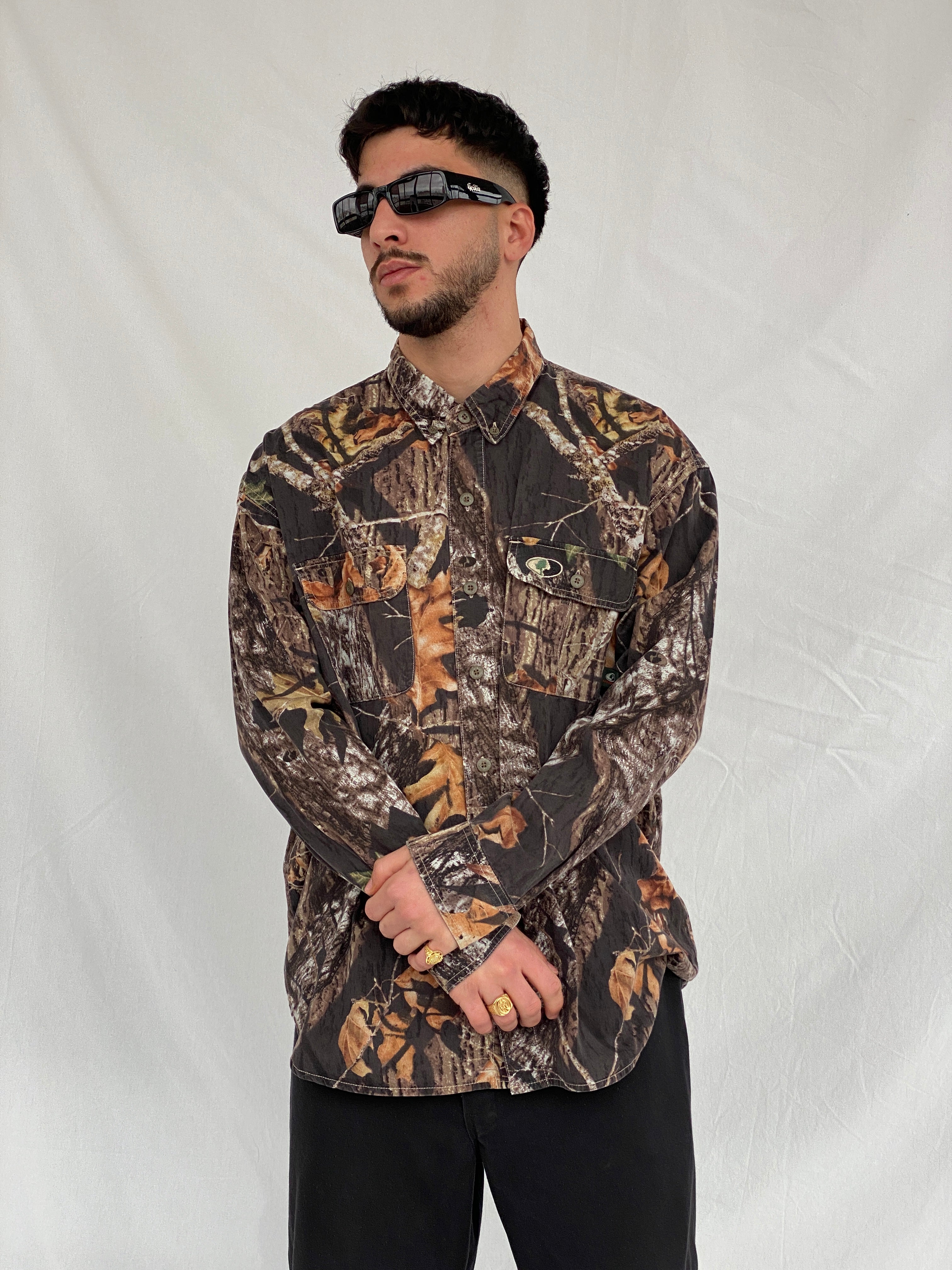 Vintage Mossy Oak Camo Break-Up Woodland Camouflage Button Down Long Sleeve Hunting Shirt - XL - Balagan Vintage Full sleeve Shirt 90s, full sleeve shirt, Hamza, mens shirt, NEW IN, printed shirt, winter