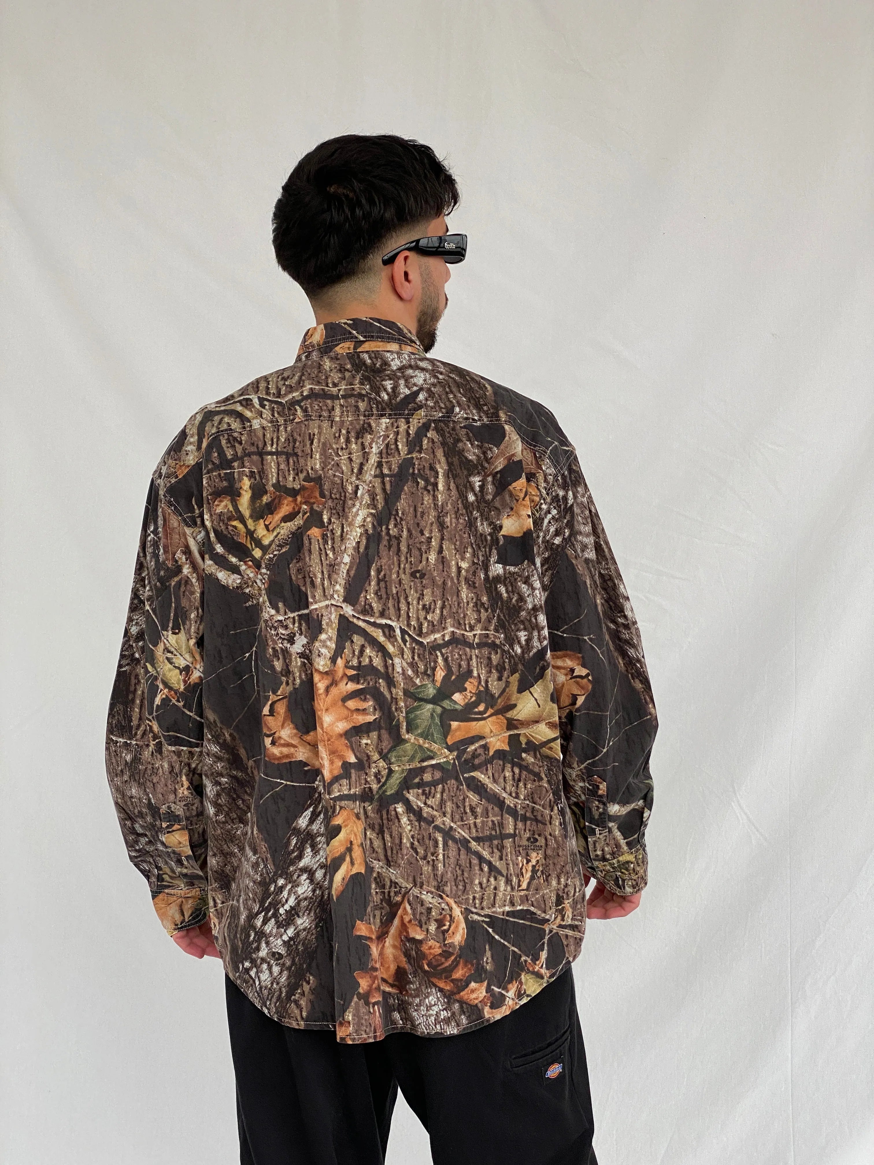 Vintage Mossy Oak Camo Break-Up Woodland Camouflage Button Down Long Sleeve Hunting Shirt - XL - Balagan Vintage Full sleeve Shirt 90s, full sleeve shirt, Hamza, mens shirt, printed shirt, winter