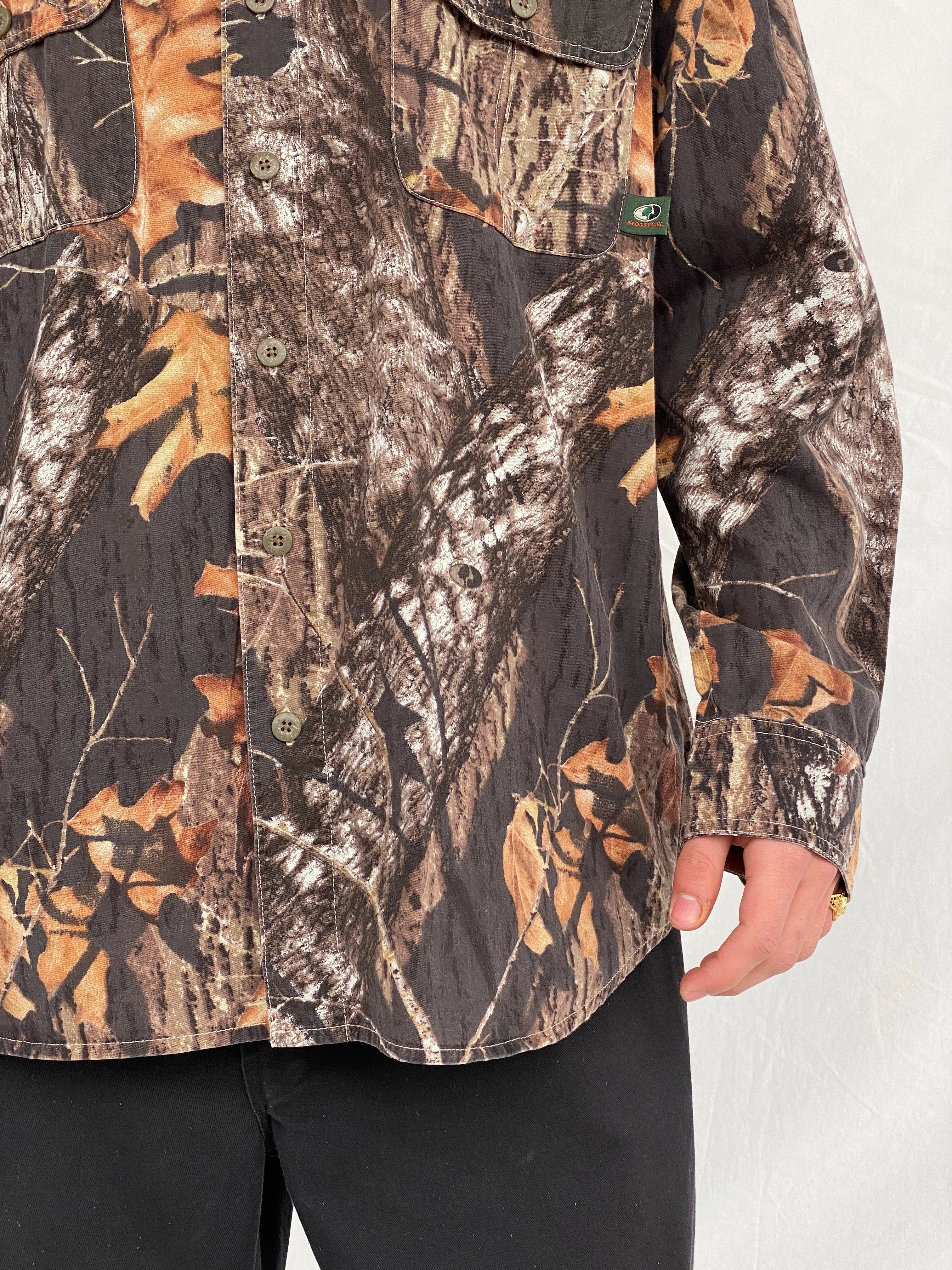 Vintage Mossy Oak Camo Break-Up Woodland Camouflage Button Down Long Sleeve Hunting Shirt - XL - Balagan Vintage Full sleeve Shirt 90s, full sleeve shirt, Hamza, mens shirt, printed shirt, winter