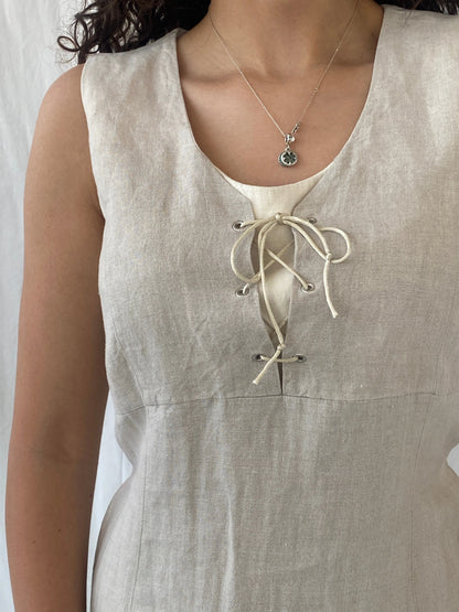 Vintage Motys Collection Paris Beige Linen Midaxi Women’s Dress - M - Balagan Vintage Maxi Dress Celine, dress, linen, midi dress, summer, Y2K dress