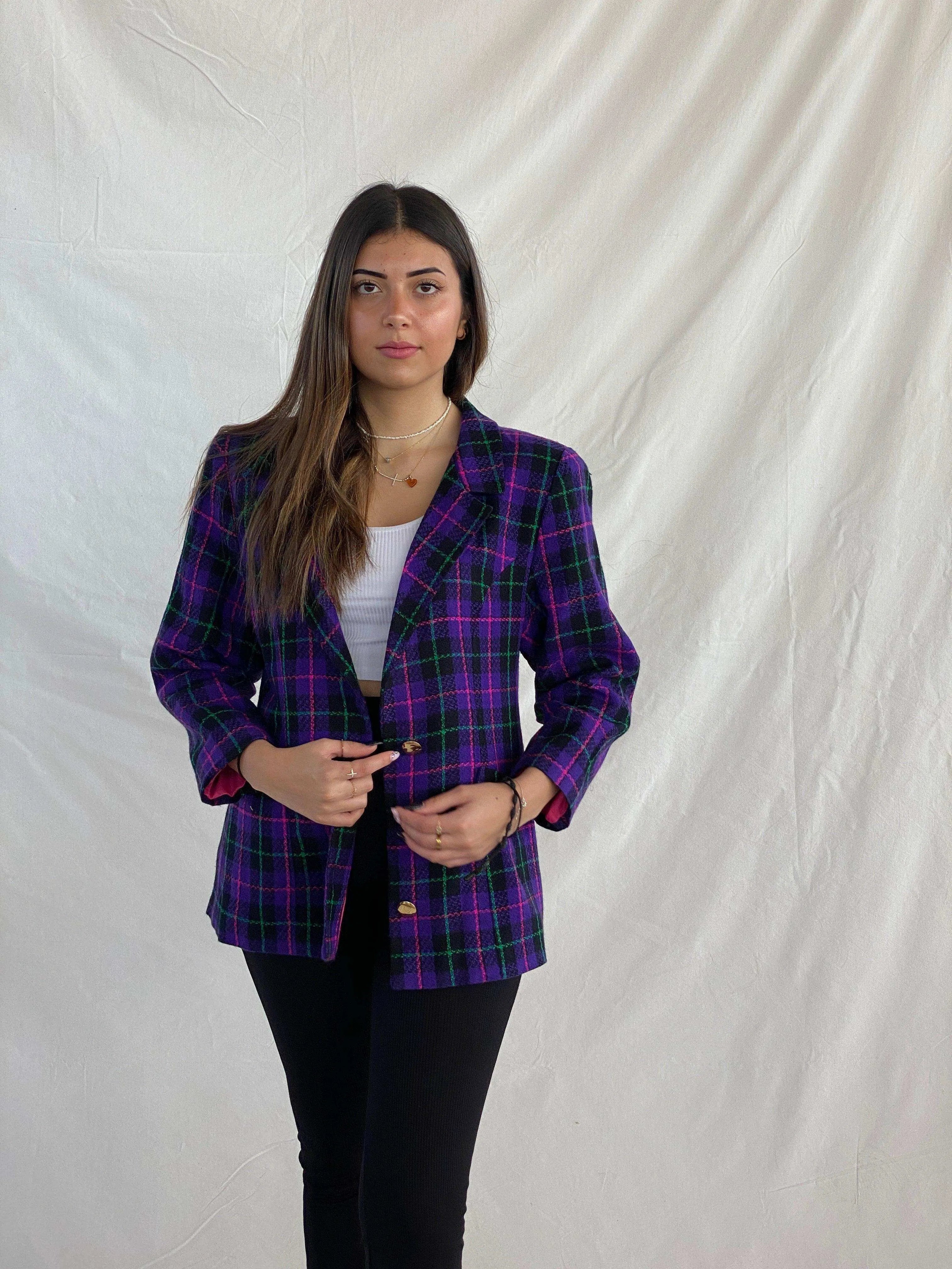 Vintage Multi-Colored Plaid Blazer - Balagan Vintage Blazer 00s, 90s, blazer, Juana