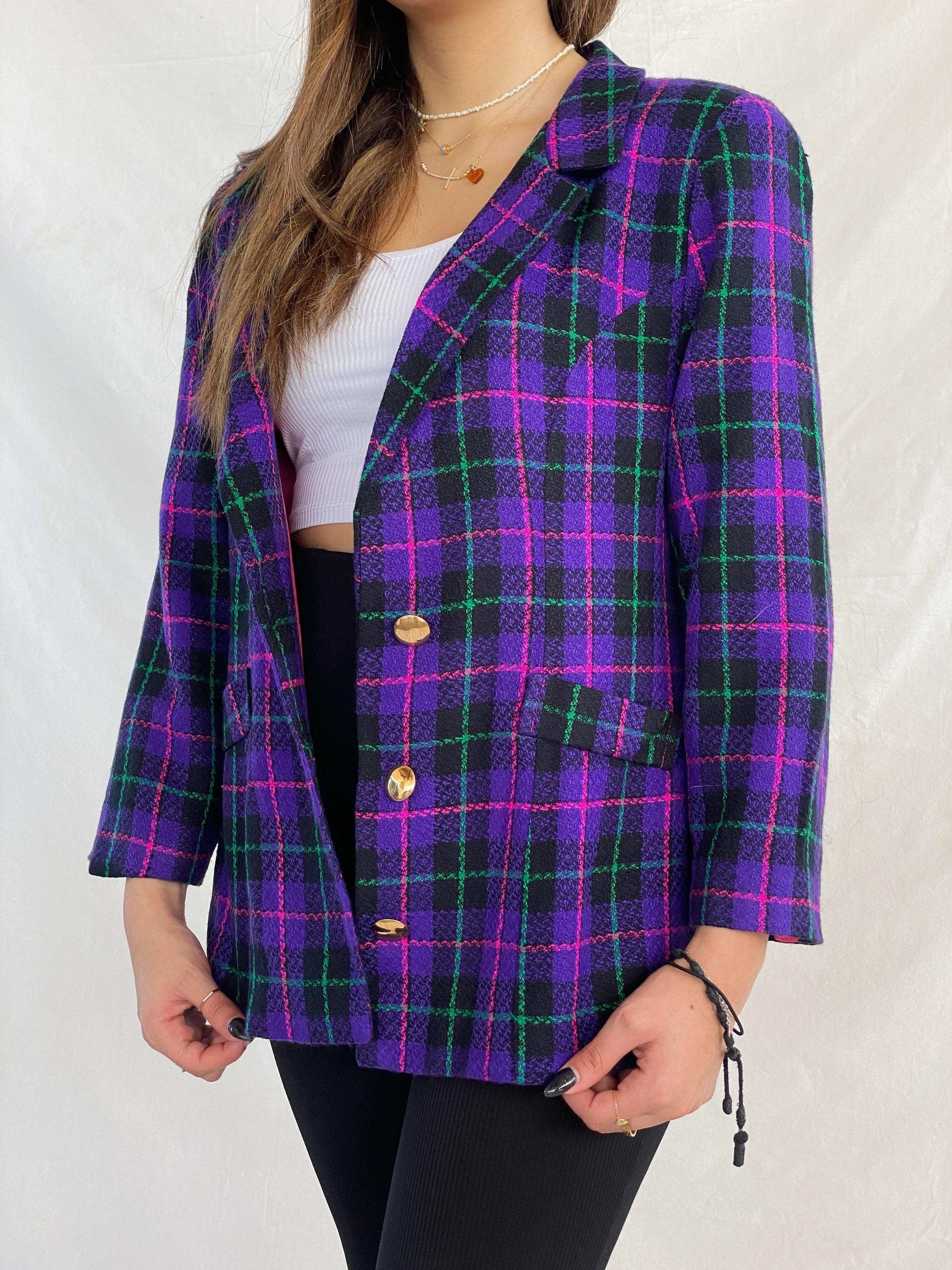 Vintage Multi-Colored Plaid Blazer - Balagan Vintage Blazer 00s, 90s, blazer, Juana