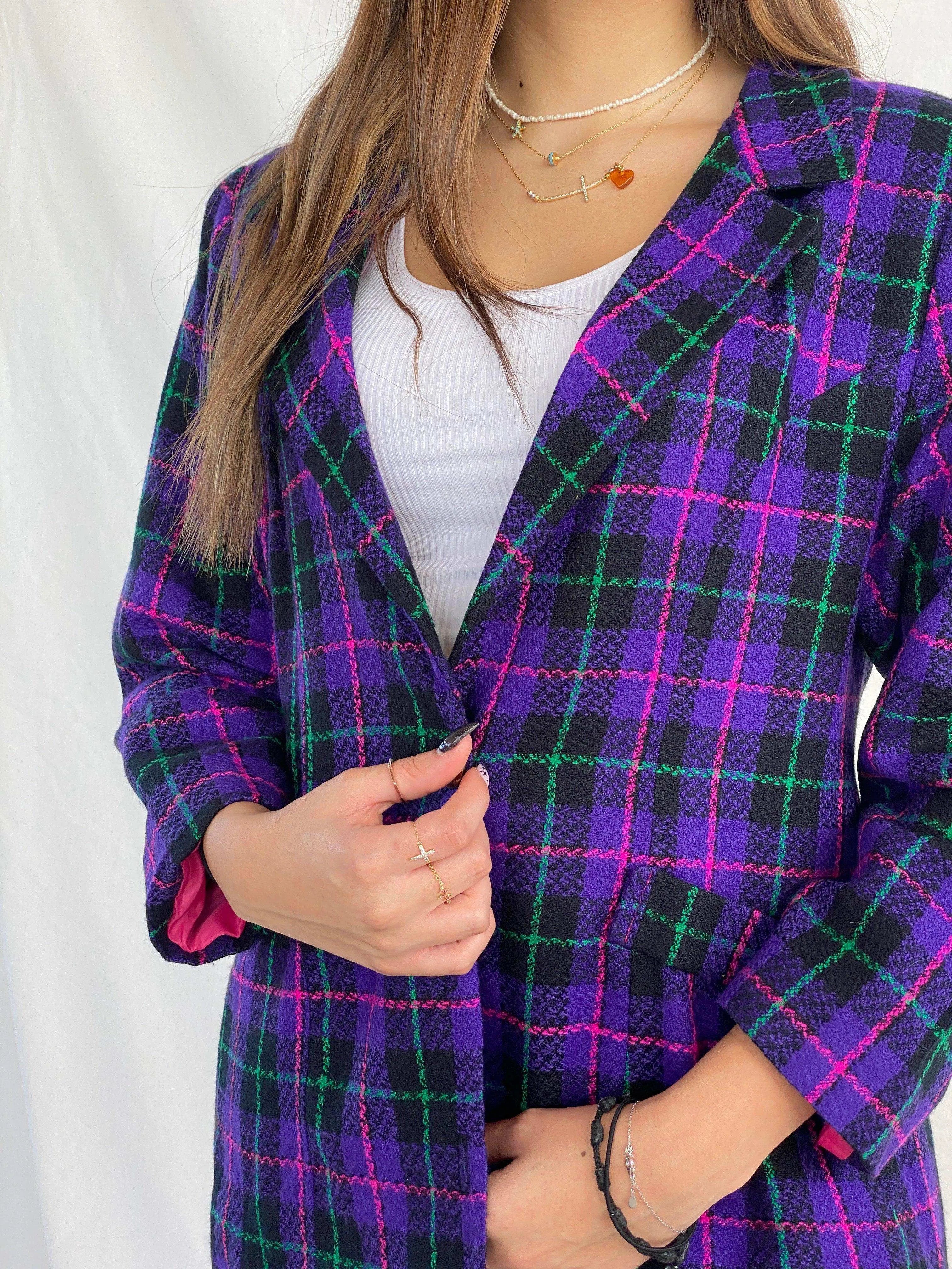 Vintage Multi-Colored Plaid Blazer - Balagan Vintage Blazer 00s, 90s, blazer, Coats&Jackets, Juana, Women's Blazers