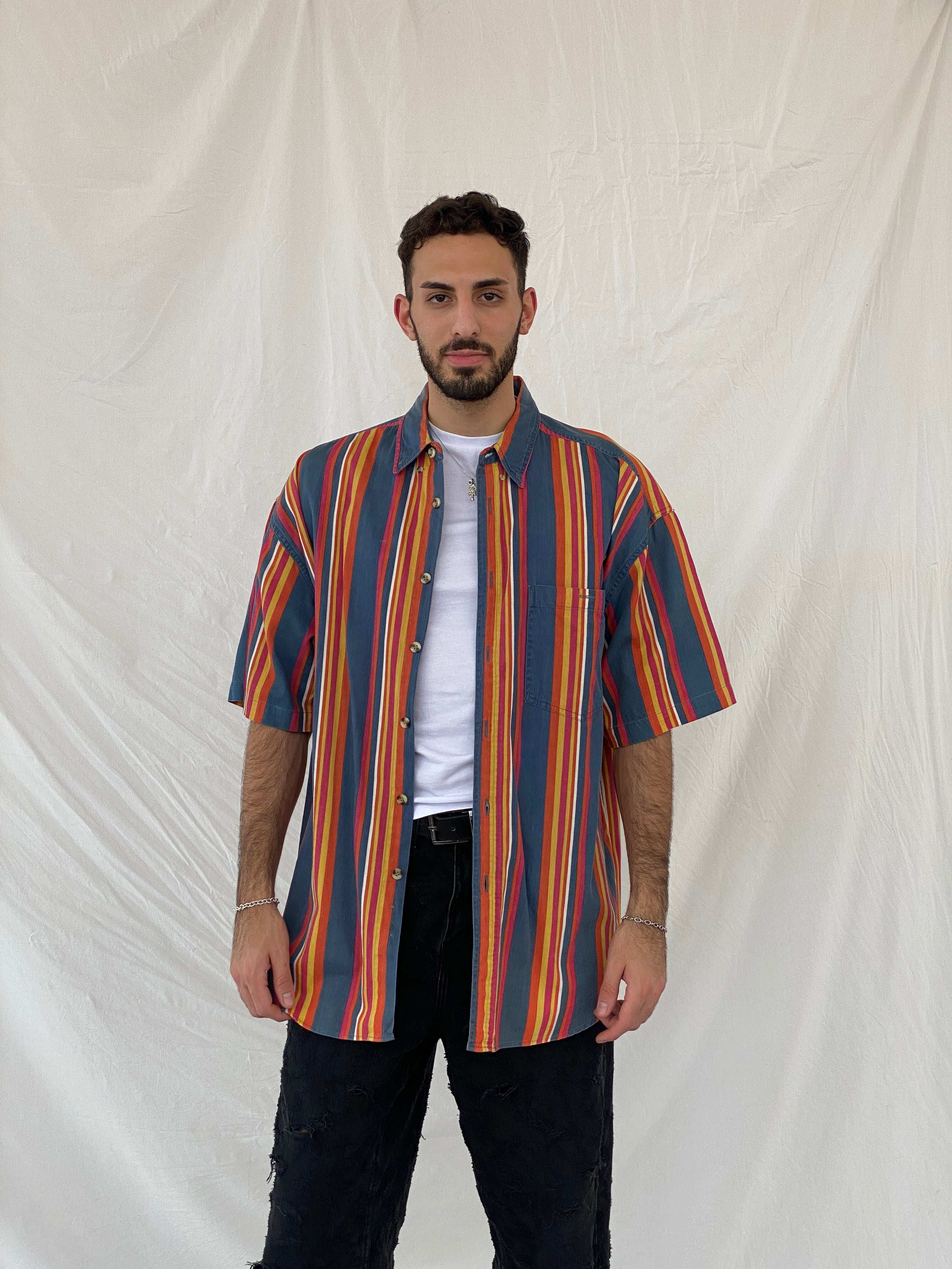 Vintage New Tast Striped Shirt - L - Balagan Vintage Half Sleeve Shirt 00s, 90s, Awsam, half sleeve shirt, printed shirt, striped shirt