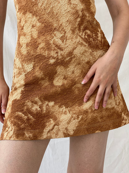 Vintage NICONETTI by Nina’s Fashion Brown Tie-dye Mini Textured Halter Dress - M - Balagan Vintage Midi Dress 90s dress, Ayah, dress, Halter Dress, midi dress, NEW IN, silk, summer dress