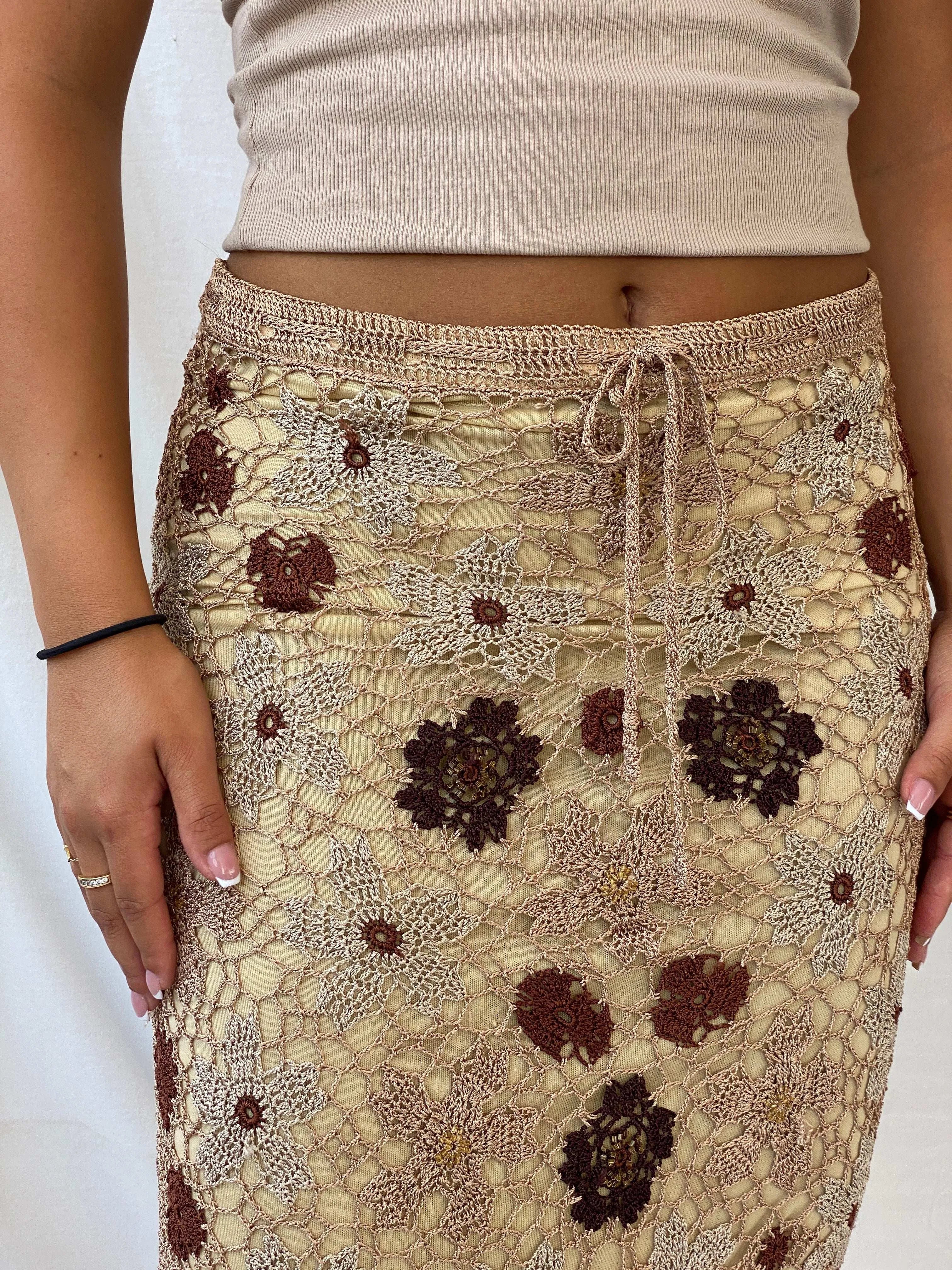 Vintage Nicowa Knit Pencil Skirt With Beaded Details - S - Balagan Vintage Midi Skirt 00s, knit, Lana, midi skirt, summer