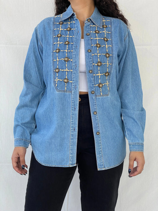 Vintage Northern Isles Buttoned Women’s Denim Shirt - M - Balagan Vintage Denim Shirt denim, denim shirt, Dina, women shirt