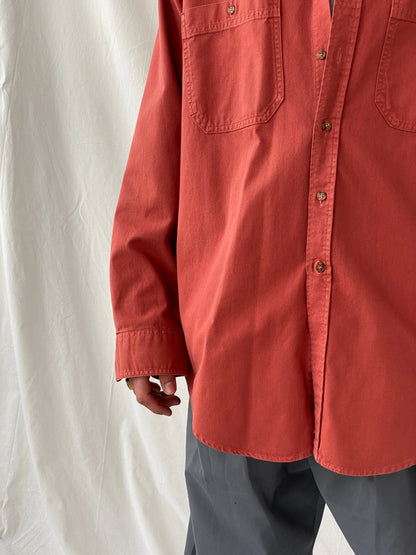 Vintage Orange Men’s Hand Painted Western Cowboy Long Sleeve Cotton Shirt - L - Balagan Vintage Full Sleeve Shirt cotton shirt, cowboy, full sleeve shirt, Hamza, handmade, mens shirt, shirt