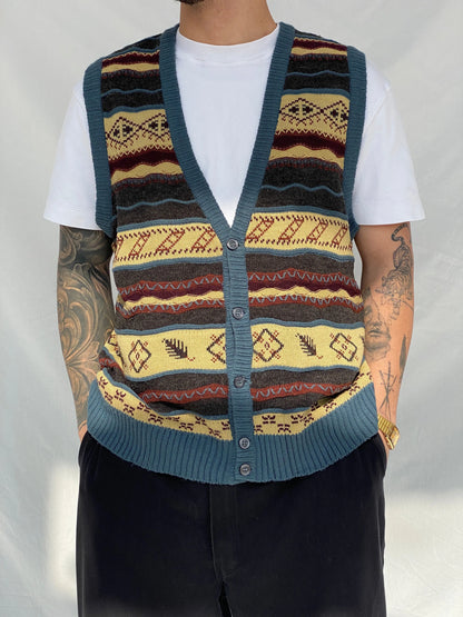 Vintage Paolo Conti Men’s Wool Blend Sweater Vest - M - Balagan Vintage Vest 90s, Hamza, knitted vest, men, streetwear, vest, vintage, winter