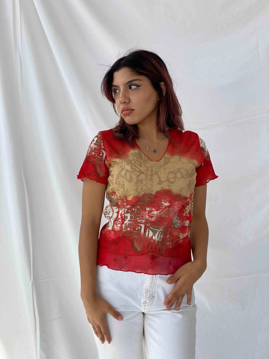 Vintage Patricebreal Top - Balagan Vintage Half Sleeve Top 00s, 90s, Taima