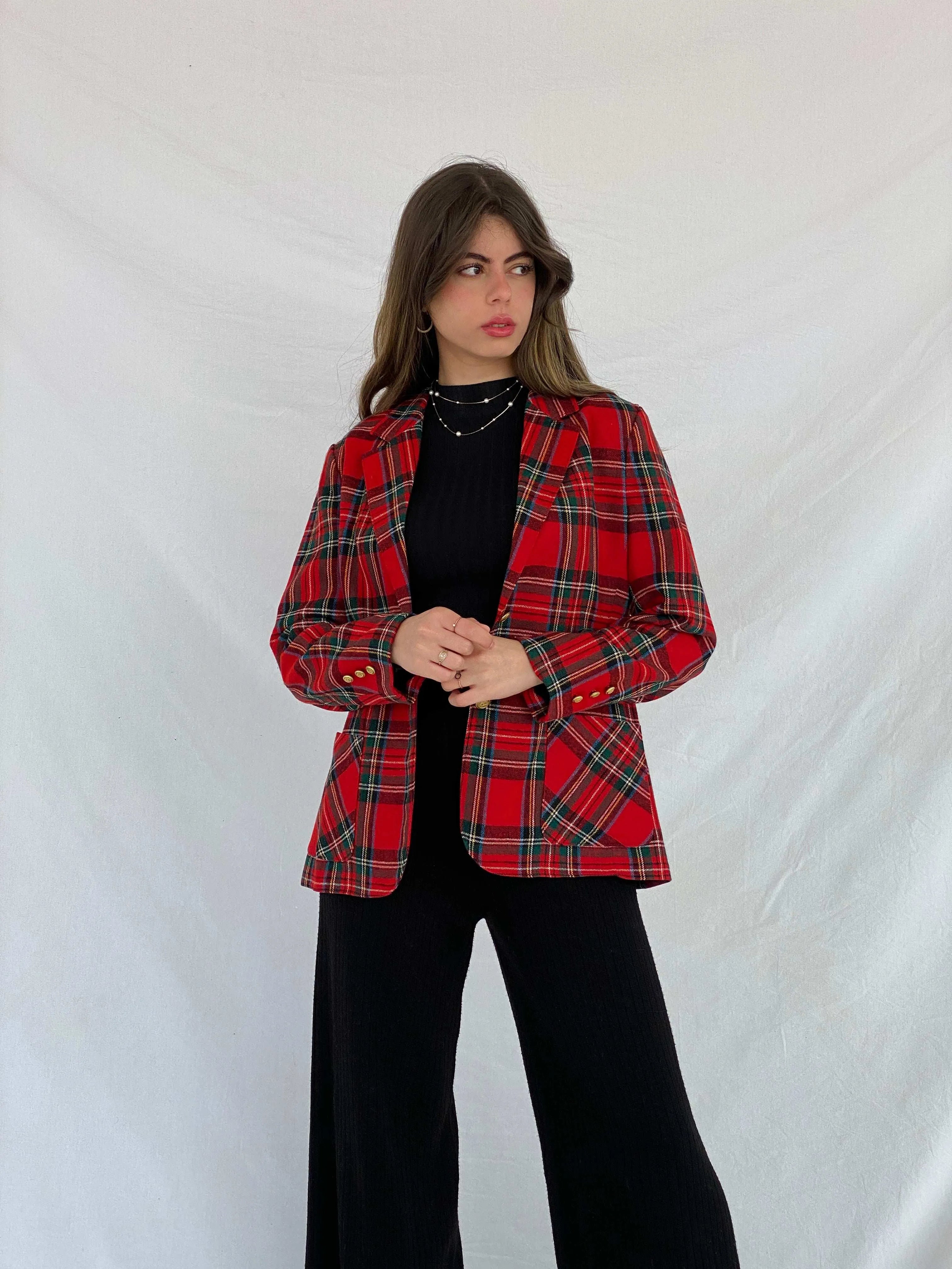 Vintage Personal Players Red Plaid Blazer - Balagan Vintage Blazer 90s, blazer, consignment, Mira, plaid blazer, winter