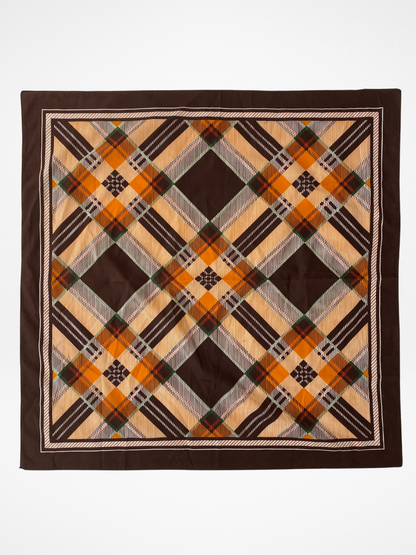Vintage Plaid Tartan Like Pattern Brown Square Scarf - Balagan Vintage Scarf 00s, multicolored, NEW IN, scarf, summer