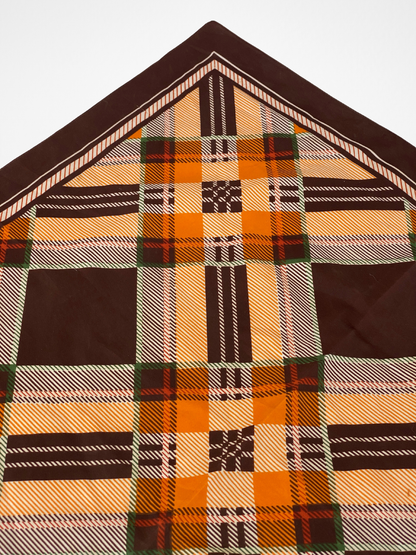 Vintage Plaid Tartan Like Pattern Brown Square Scarf - Balagan Vintage Scarf 00s, multicolored, NEW IN, scarf, summer
