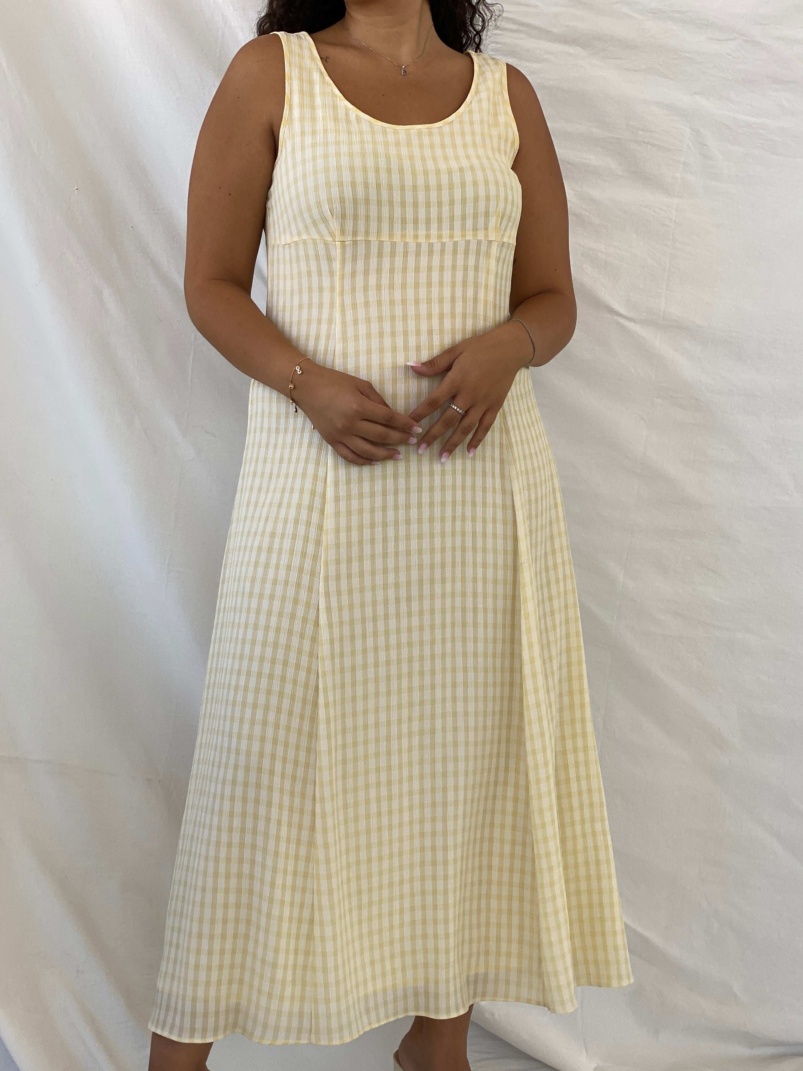 Vintage Principles Gingham Print Yellow Maxi Dress - XL - Balagan Vintage Maxi Dress 00s, Dina, summer, summer dress